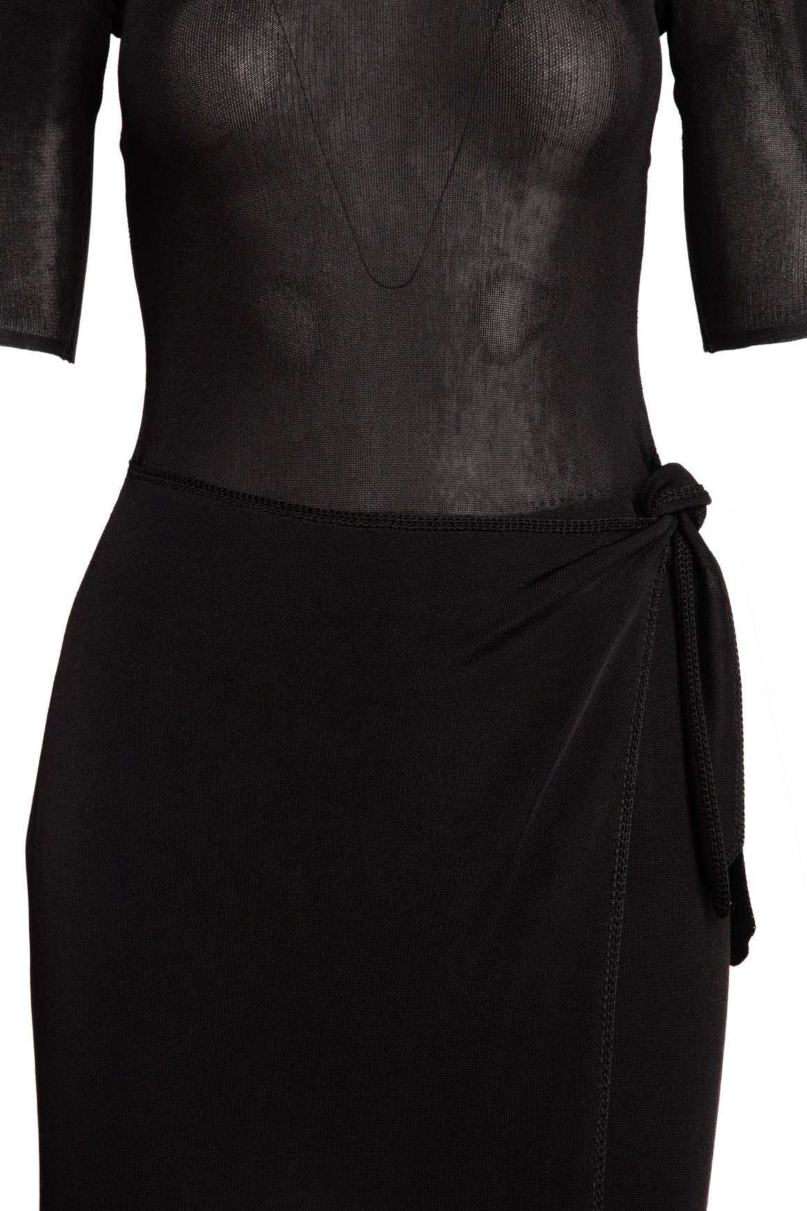 ATTERSEE Black Knit Sash Tie Maxi Dress (Sz. M)