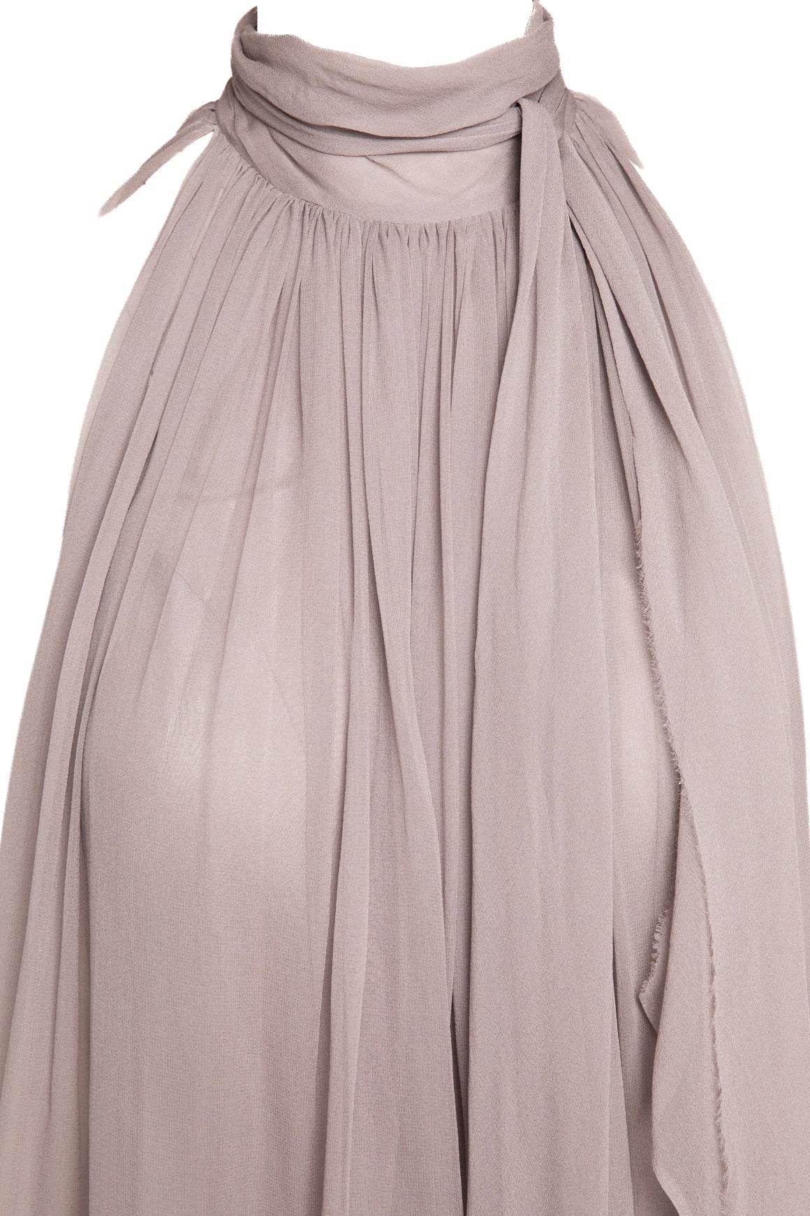 LOUIZA BABOURYAN Grey Silk Pleated Maxi Dress (Sz. S)