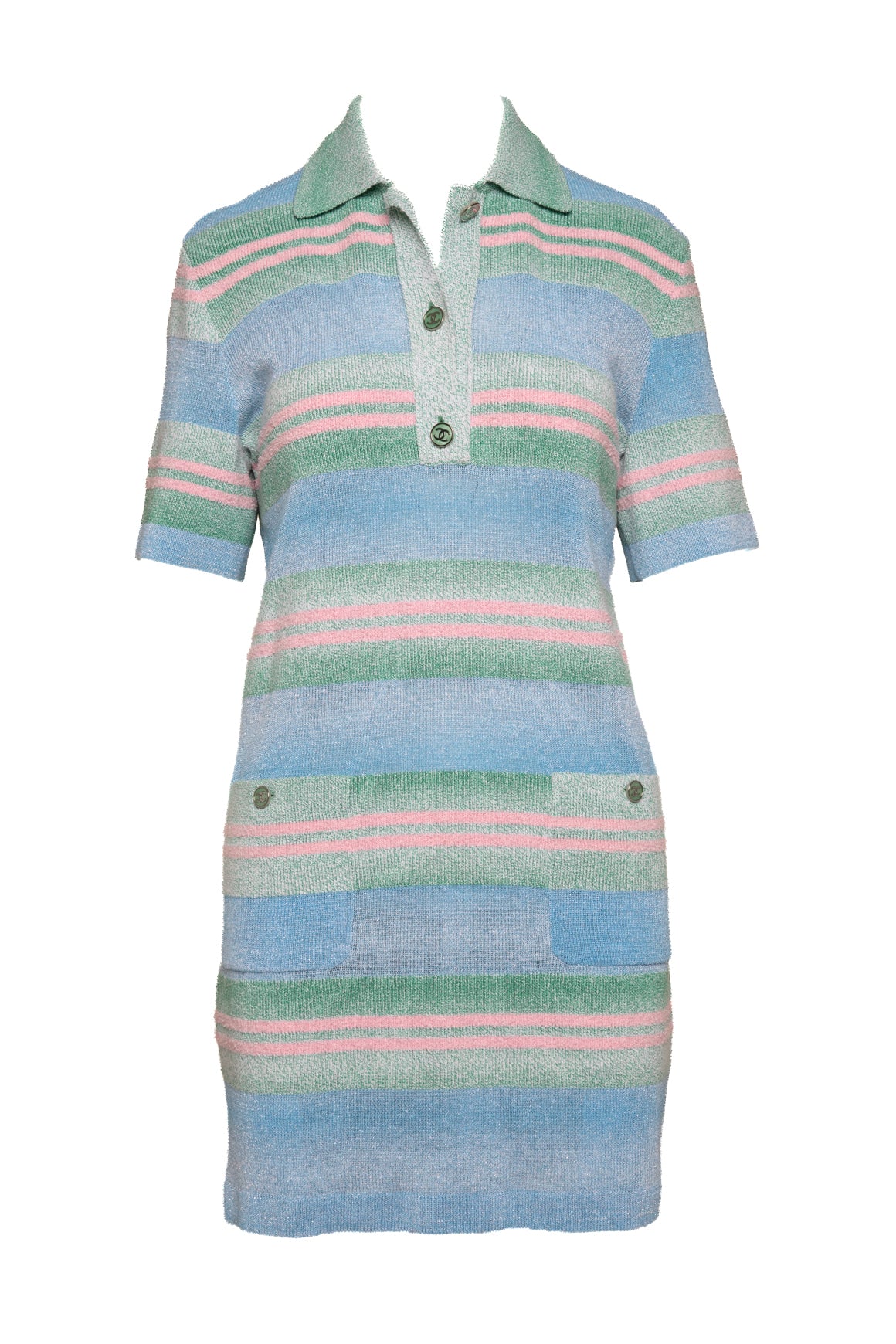 CHANEL Sparkle Knit Polo Shirt Dress (Sz. 42/10)