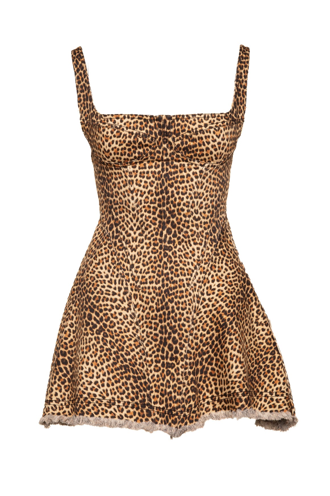 ROBERTO CAVALLI Leopard Denim Mini Dress (Sz. 38/2)
