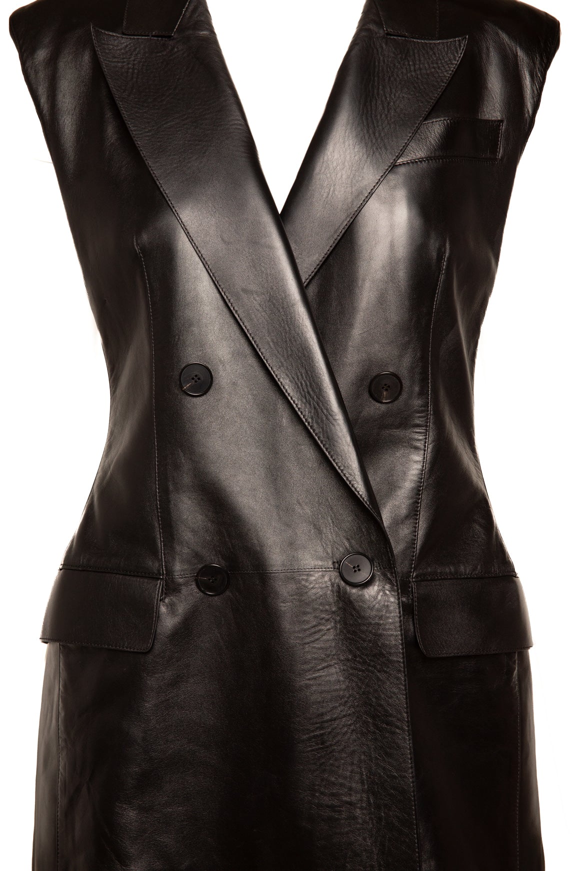 GIVENCHY Black Leather Vest & Trousers (Sz. 42/40)