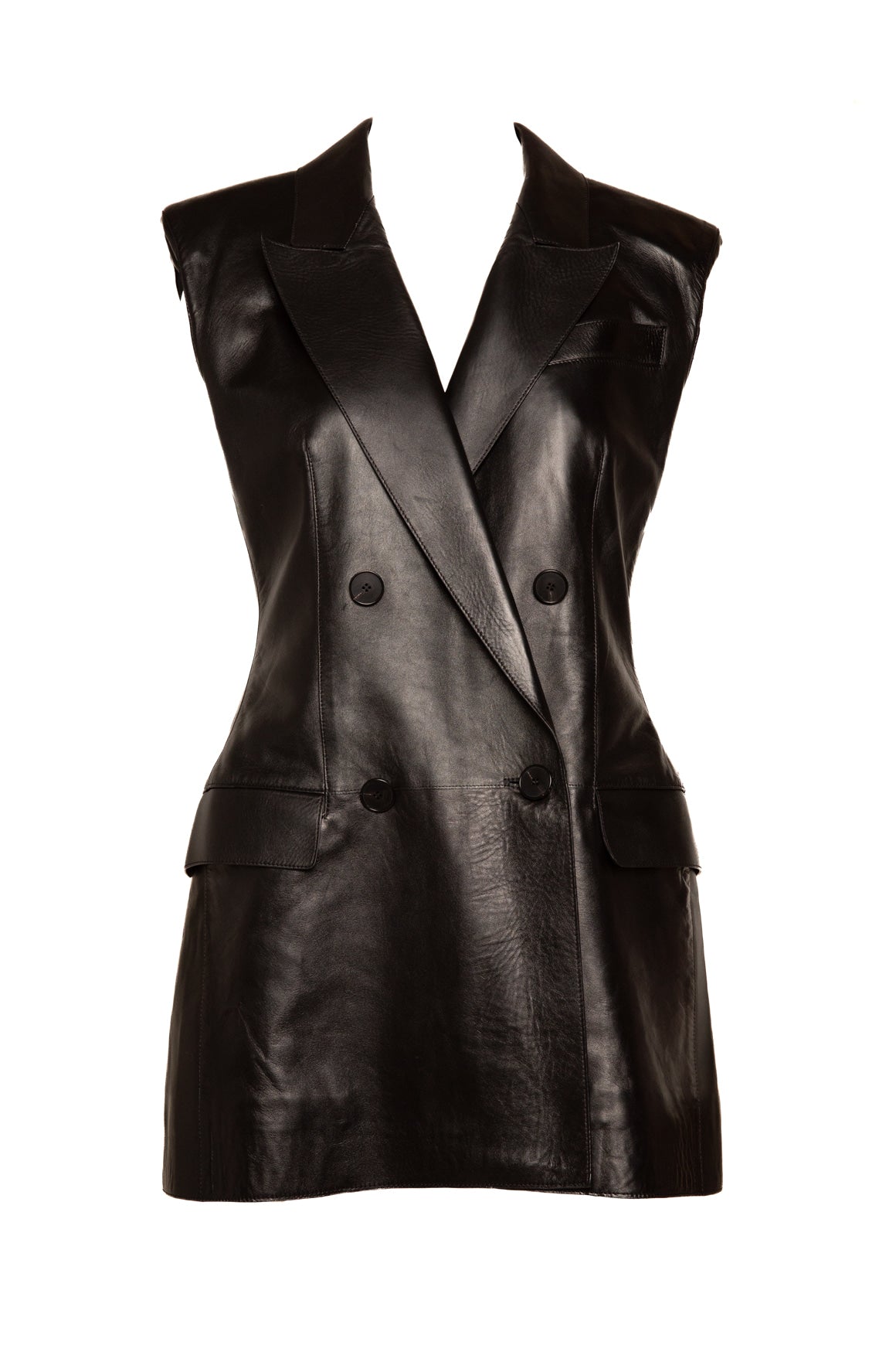 GIVENCHY Black Leather Vest & Trousers (Sz. 42/40)