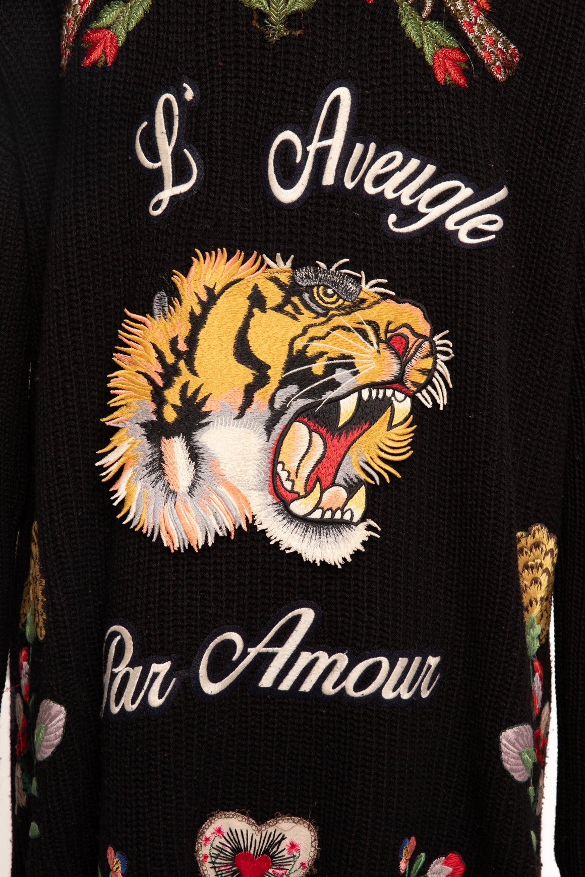 GUCCI Black Oversized Cardigan W/ Embroidery (Sz. L)