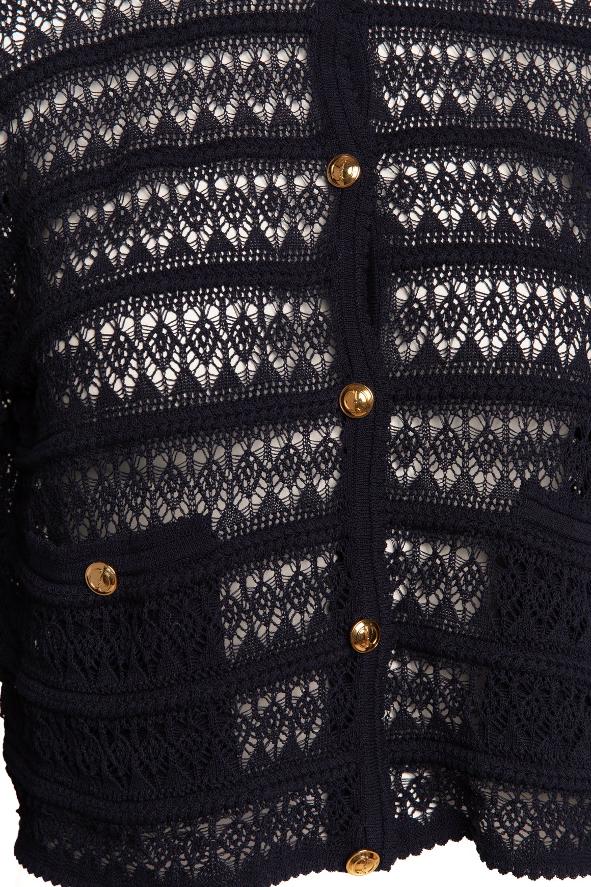 GUCCI Navy Open Knit Crop Cardigan (Sz. M)