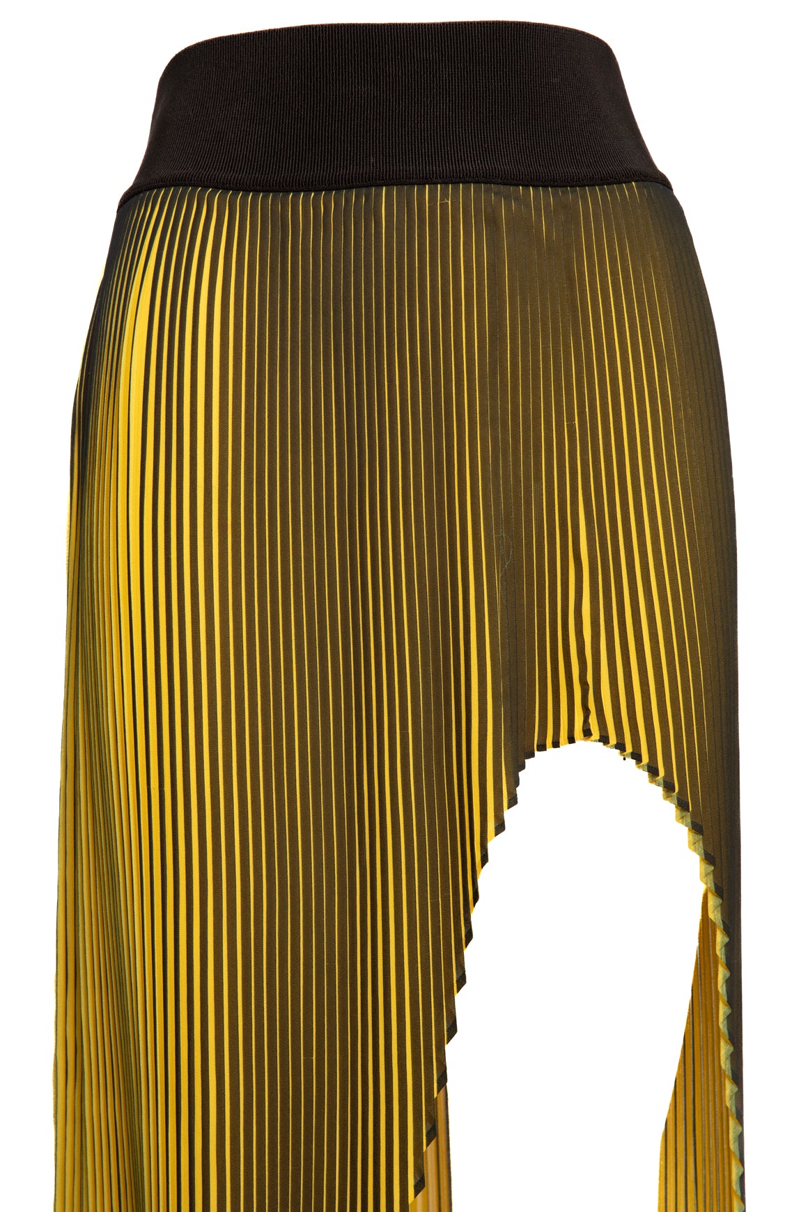 STELLA MCCARTNEY Black & Yellow Pleated Hi-Low Skirt (Sz. S)