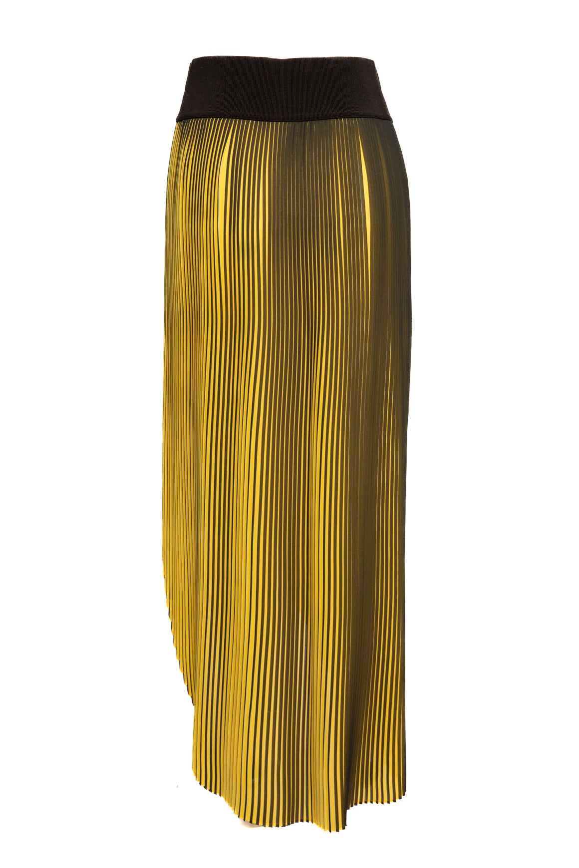 STELLA MCCARTNEY Black & Yellow Pleated Hi-Low Skirt (Sz. S)