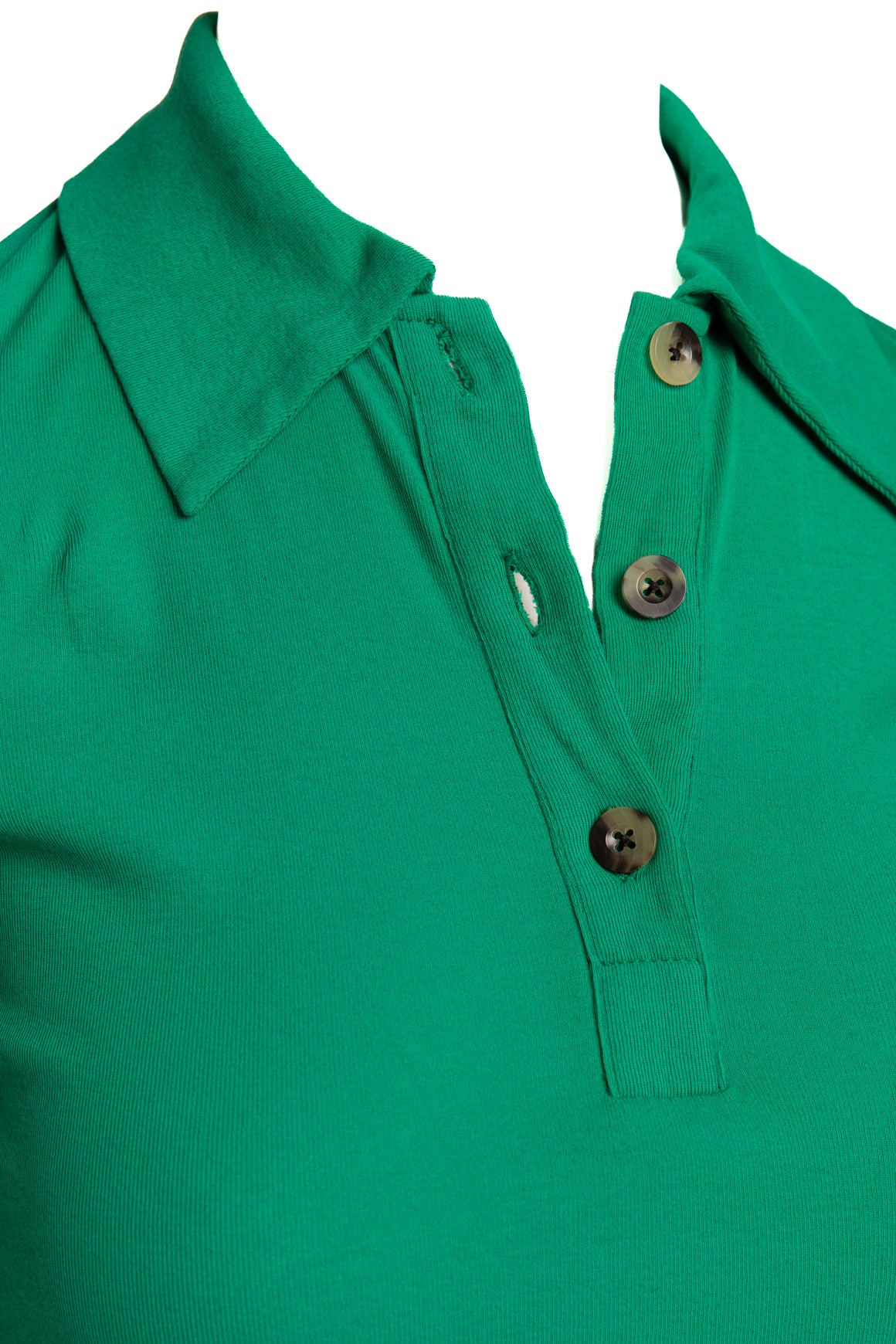 ROSETTA GETTY Green Polo Quarter Button Top (Sz.S)