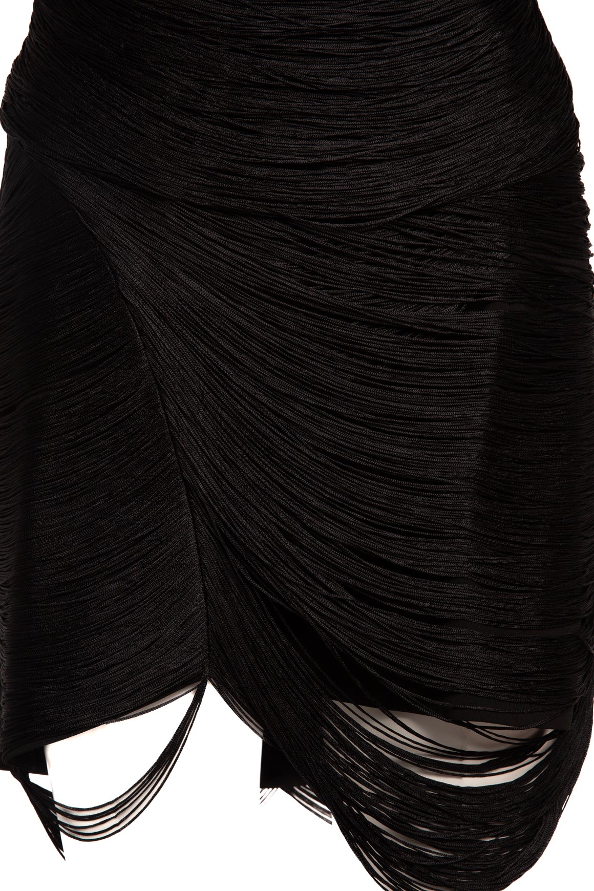 JONATHAN SIMKHAI Black Fringe Strapless Mini Dress (Sz.10)