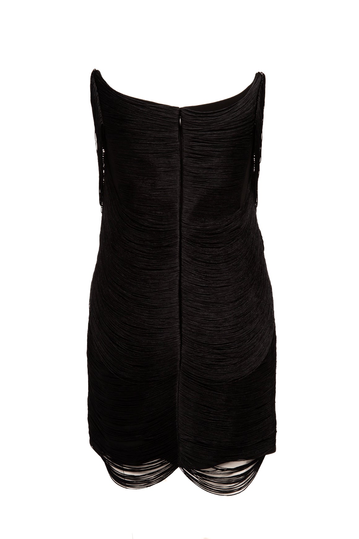 JONATHAN SIMKHAI Black Fringe Strapless Mini Dress (Sz.10)