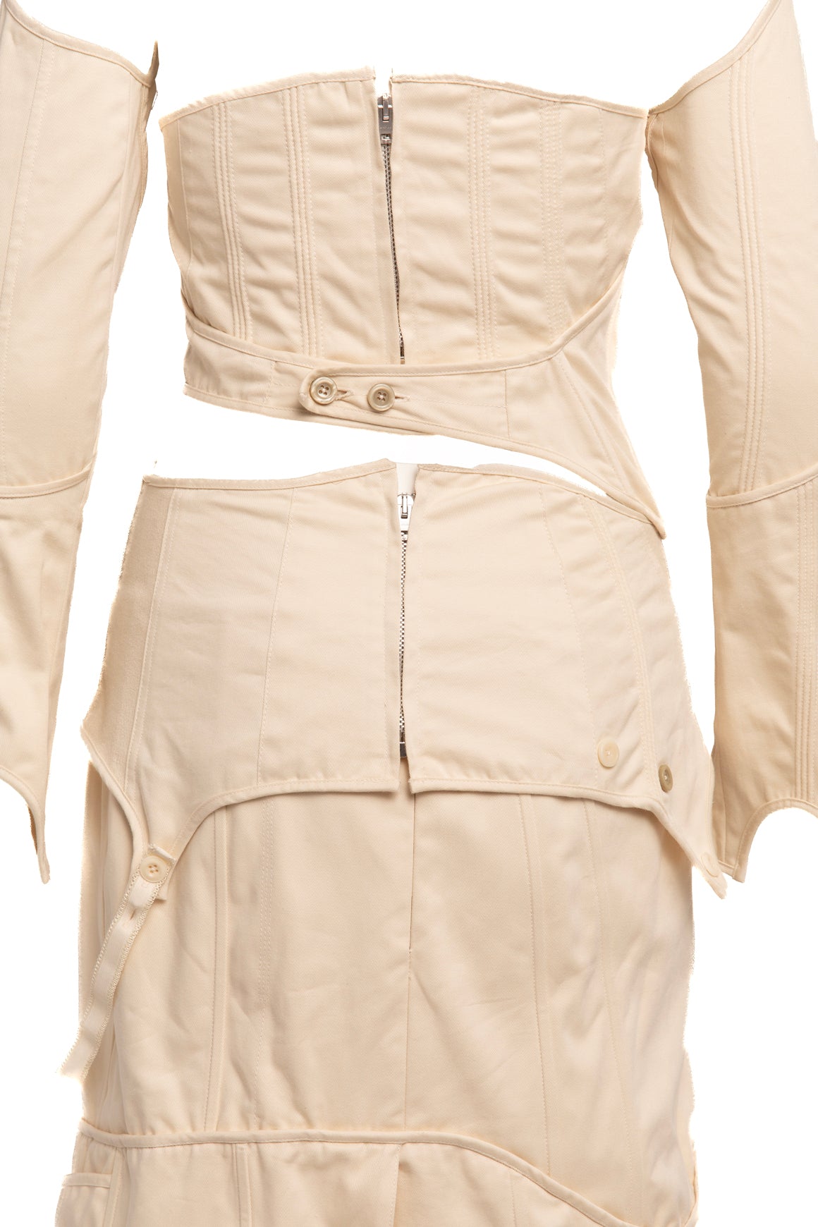 ACNE STUDIOS Cream Deconstructed Canvas Dress (Sz. XS)