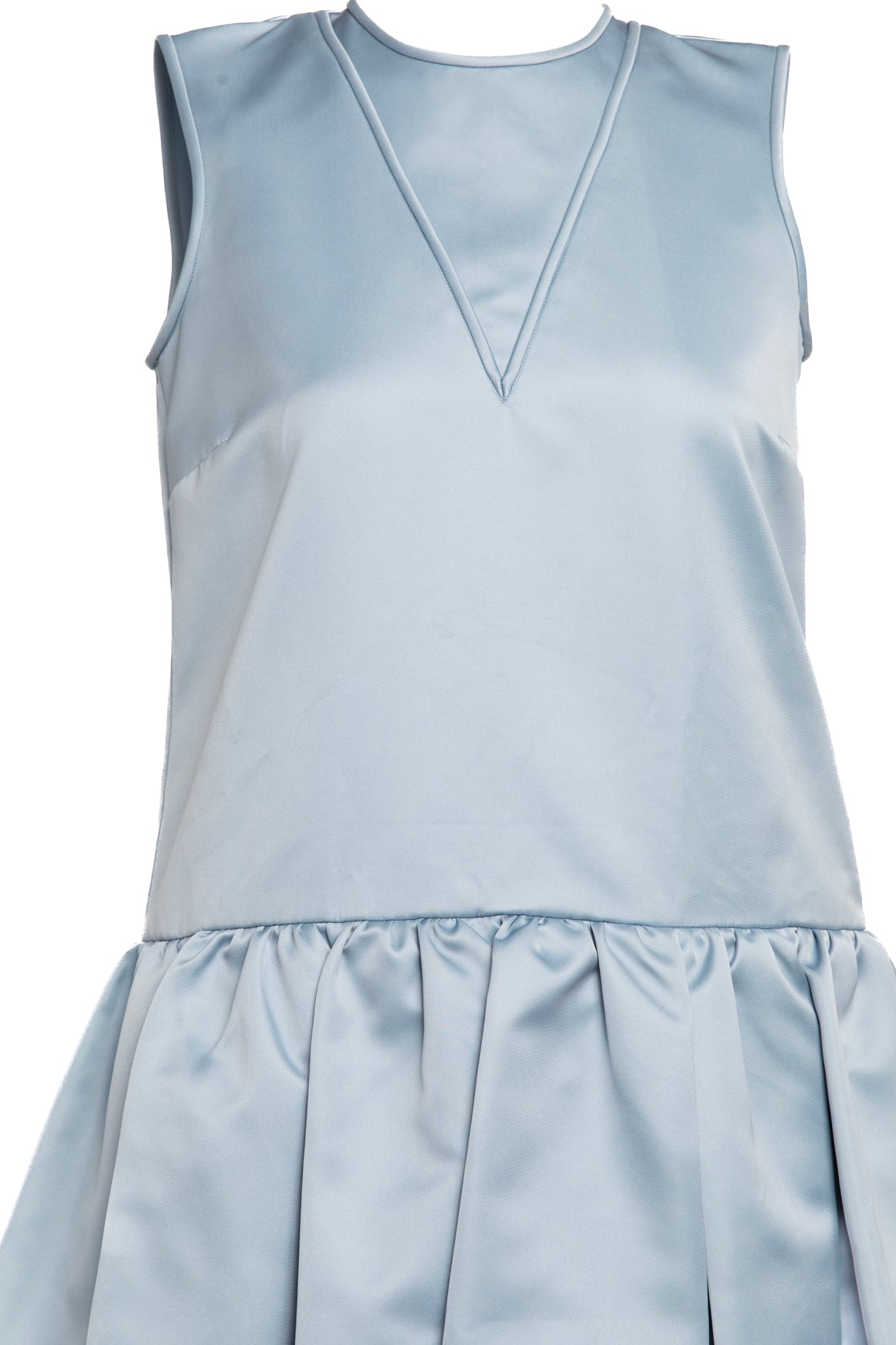 ROCHAS Pale Blue Satin Drop Waist Mini Dress (Sz. 40/S)