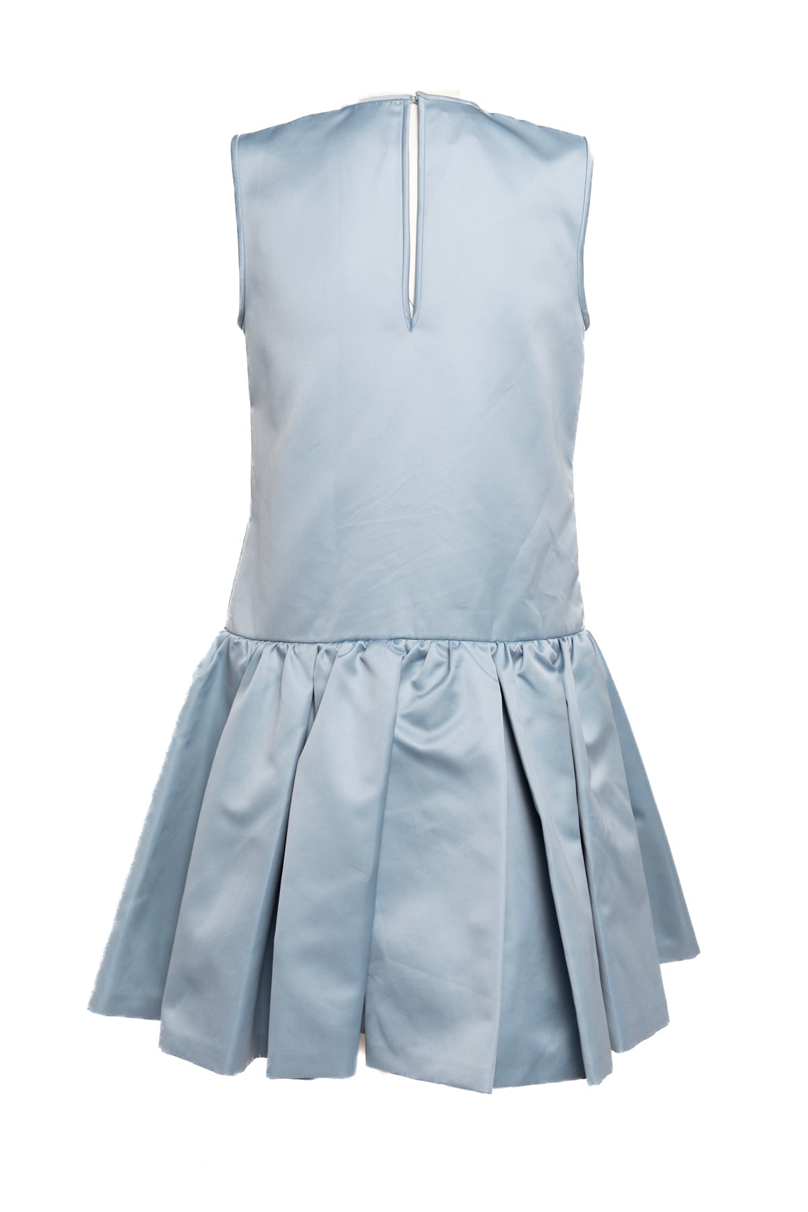 ROCHAS Pale Blue Satin Drop Waist Mini Dress (Sz. 40/S)