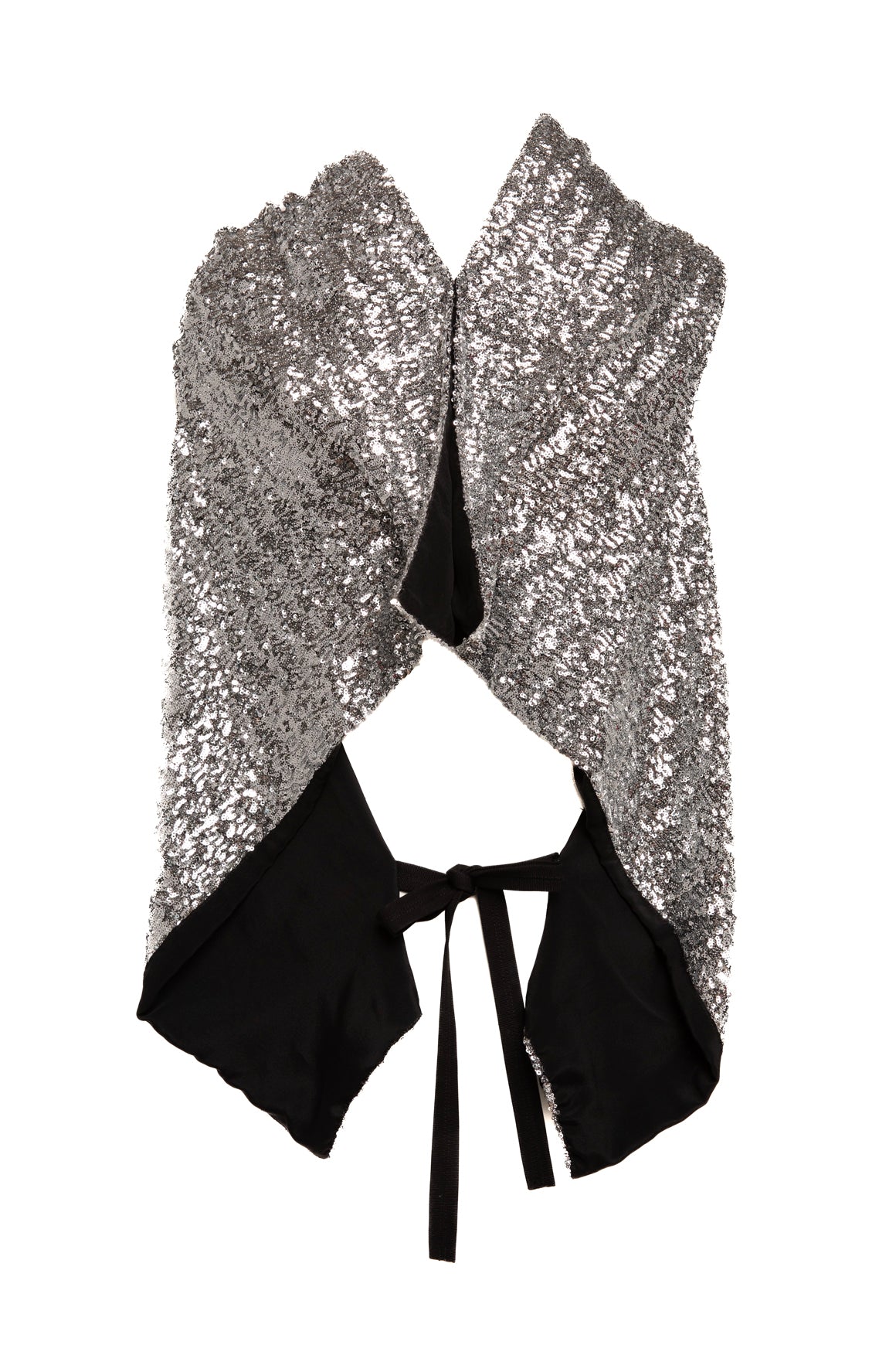 ROLAND MOURET Silver Sequin Halter Blouse (Sz. 4)
