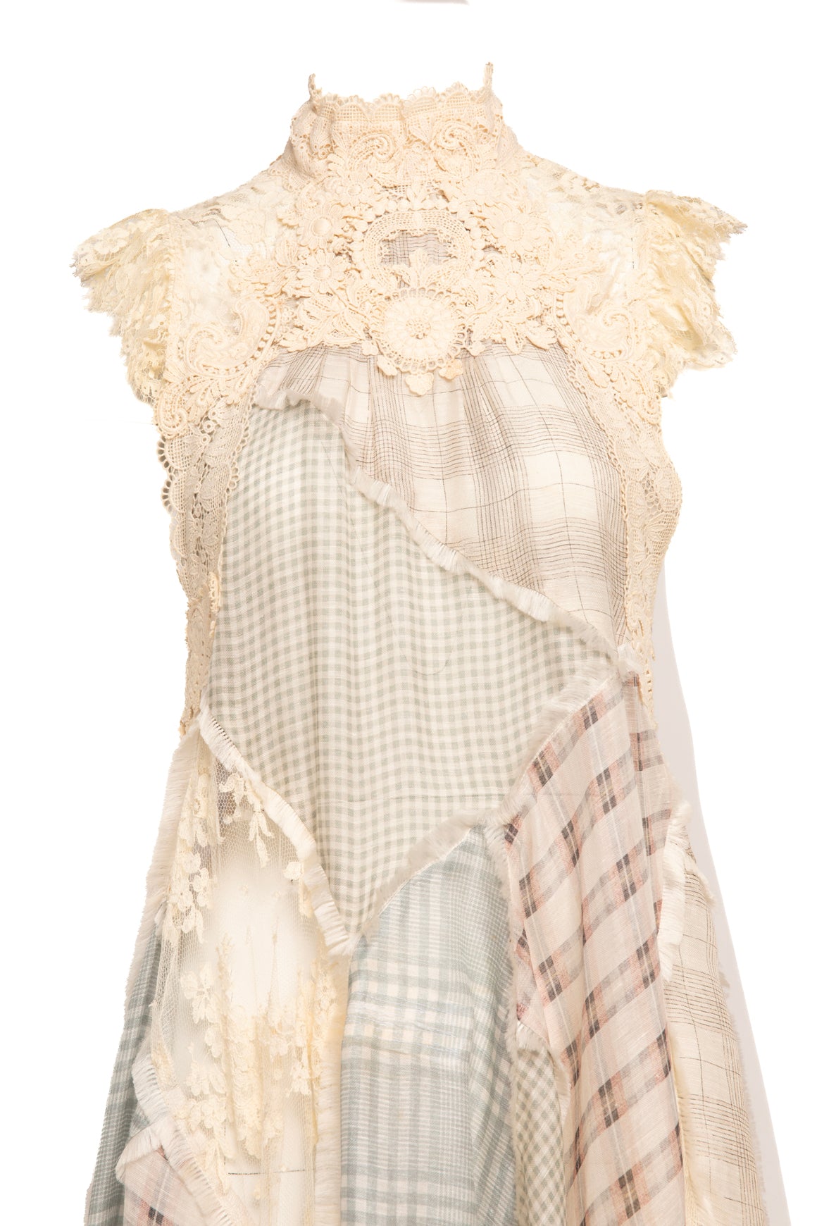 ZIMMERMANN Cream Lace & Plaid Dress (Sz. S)