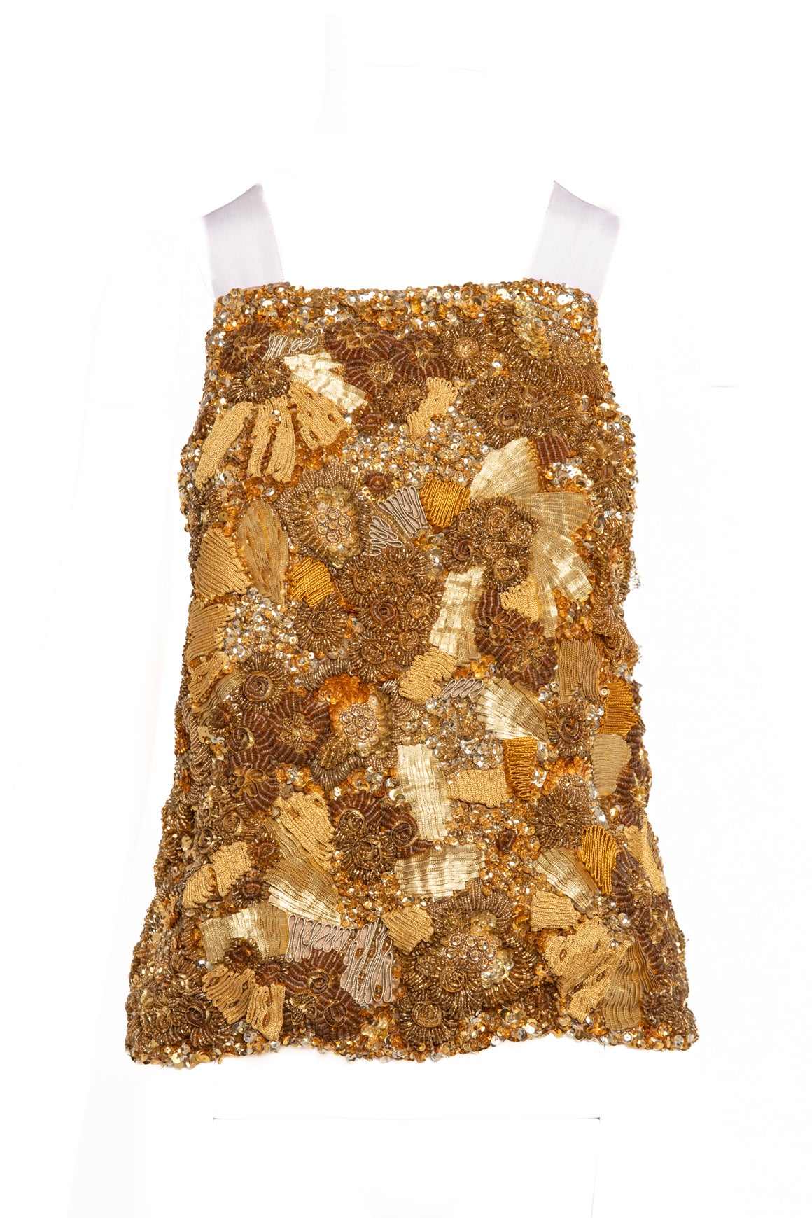 DRIES VAN NOTEN Gold Criss-Cross Top (Sz. M)