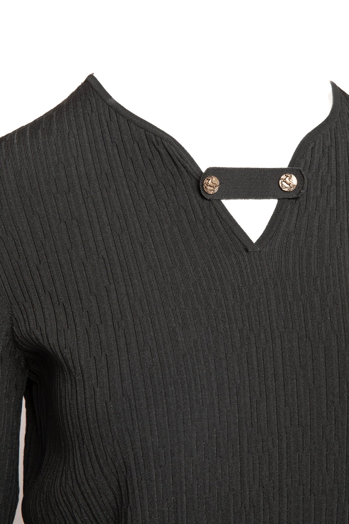 CHANEL Olive Pleated LS Top (Sz. 4/6)