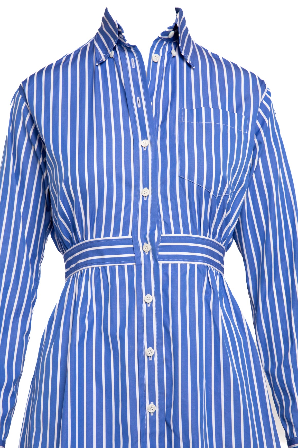 PRADA Blue/White Striped LS Blouse (Sz. S)