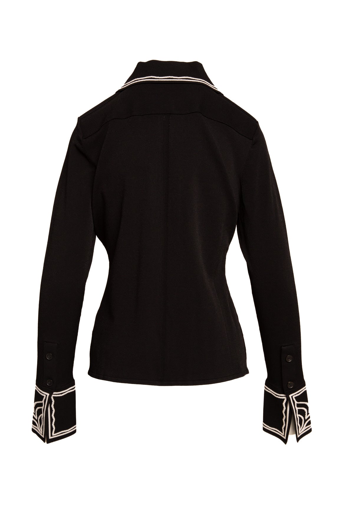PROENZA SCHOULER Black Knit White Embroidered Top (Sz. L)