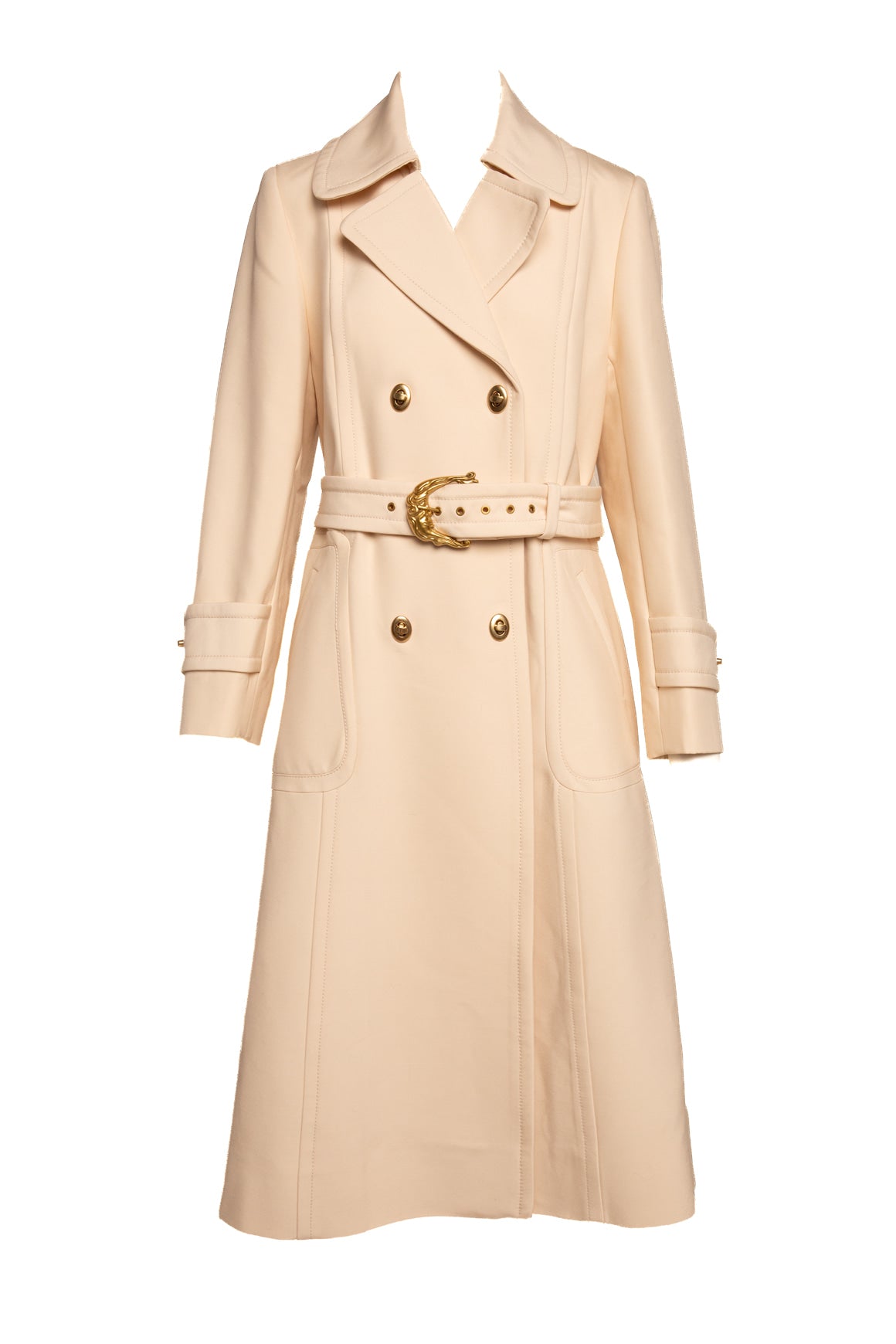 ZIMMERMANN Cream Wool Moon Face Belted Coat (Sz. 3/L)