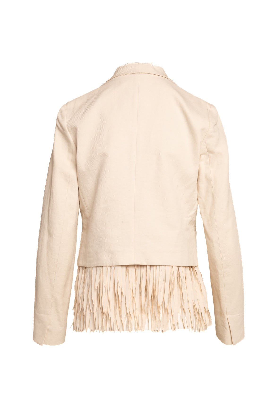BRUNELLO CUCINELLI Cream Fringe Crop Blazer (Sz. 42/6)
