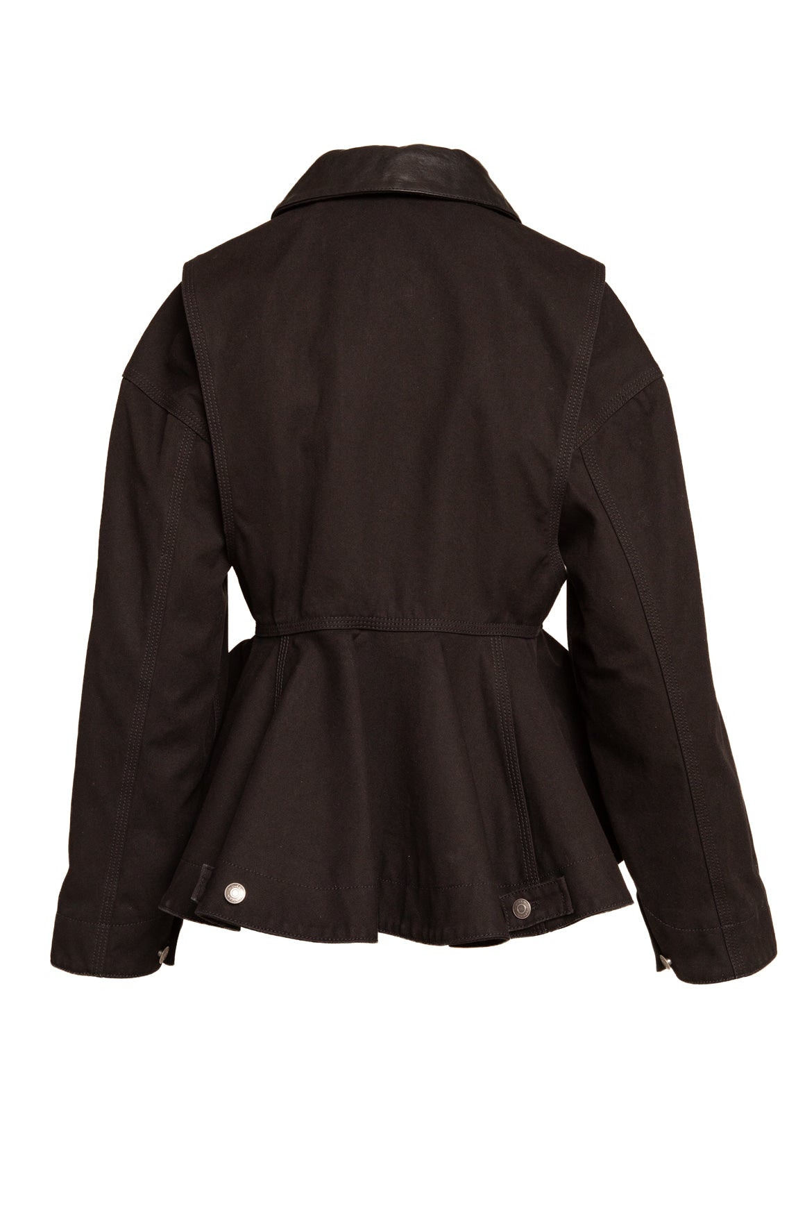 ALEXANDER MCQUEEN Black Leather Collar Fitted Jacket (Sz. 46/10)
