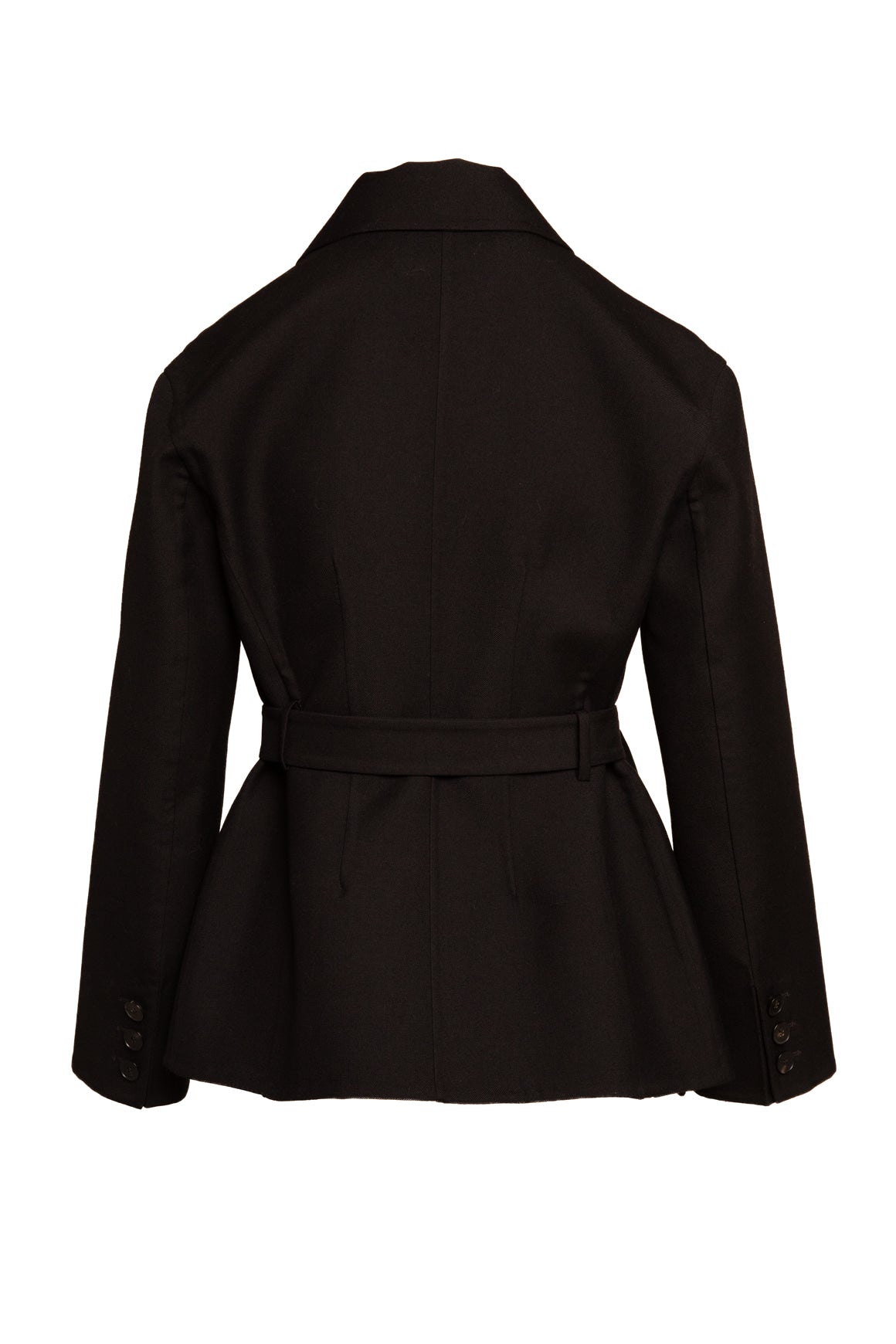 CHRISTIAN DIOR Black Wool Belted Jacket (Sz. 6)