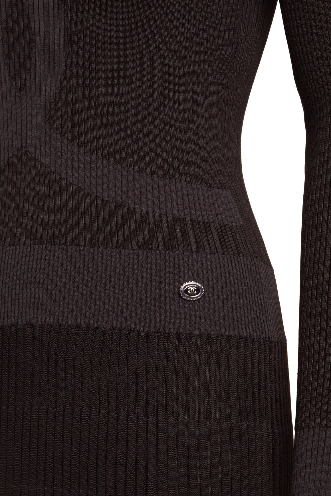 2019 CHANEL Black Knit CC Drop Waist Midi Dress (Sz. 36/0)