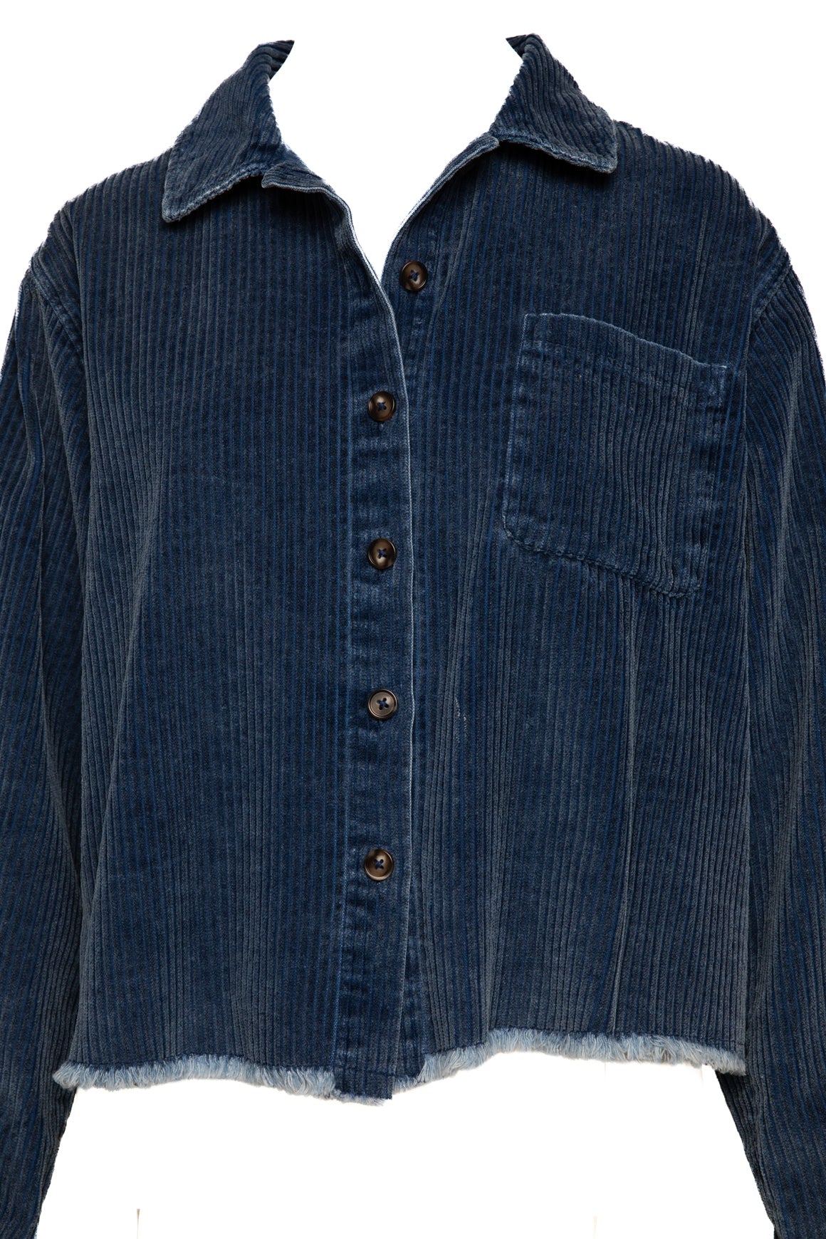 XIRENA Blue Corduroy Button Front Shirt (Sz. M)