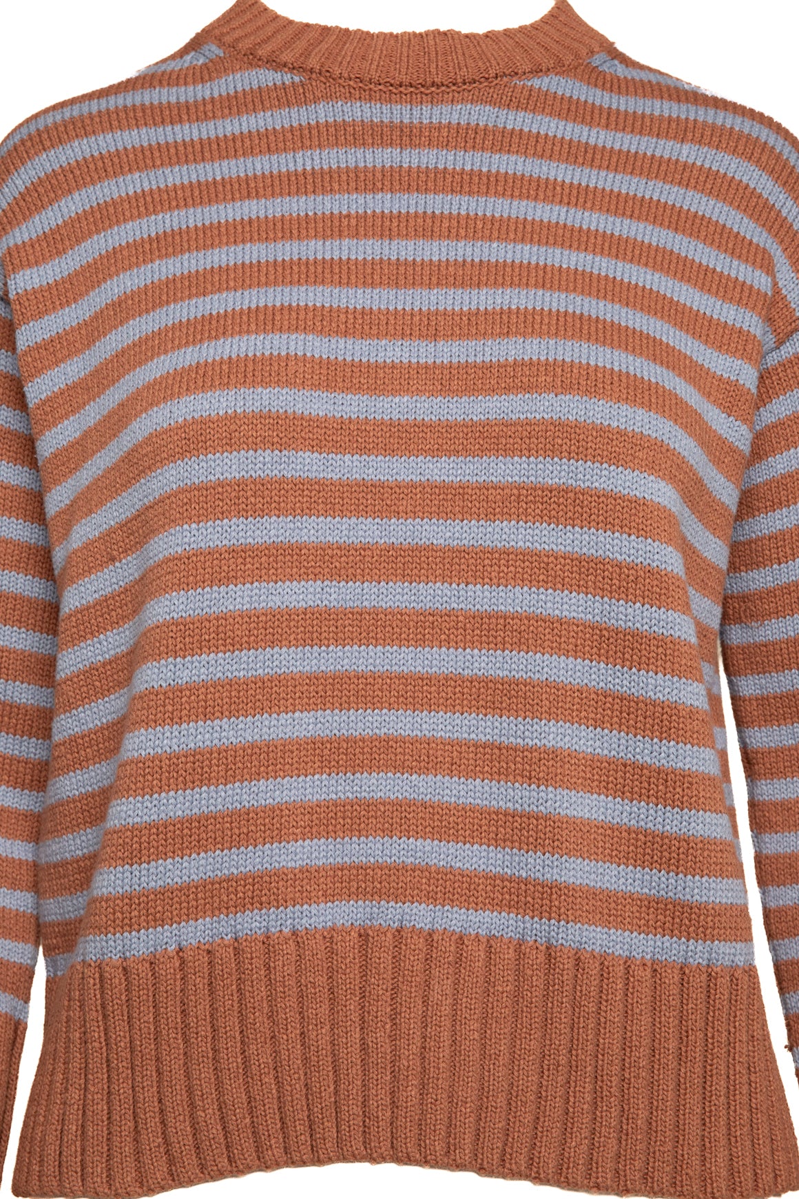 WHITE + WARREN Brown & Blue Striped Sweater (Sz. XS)