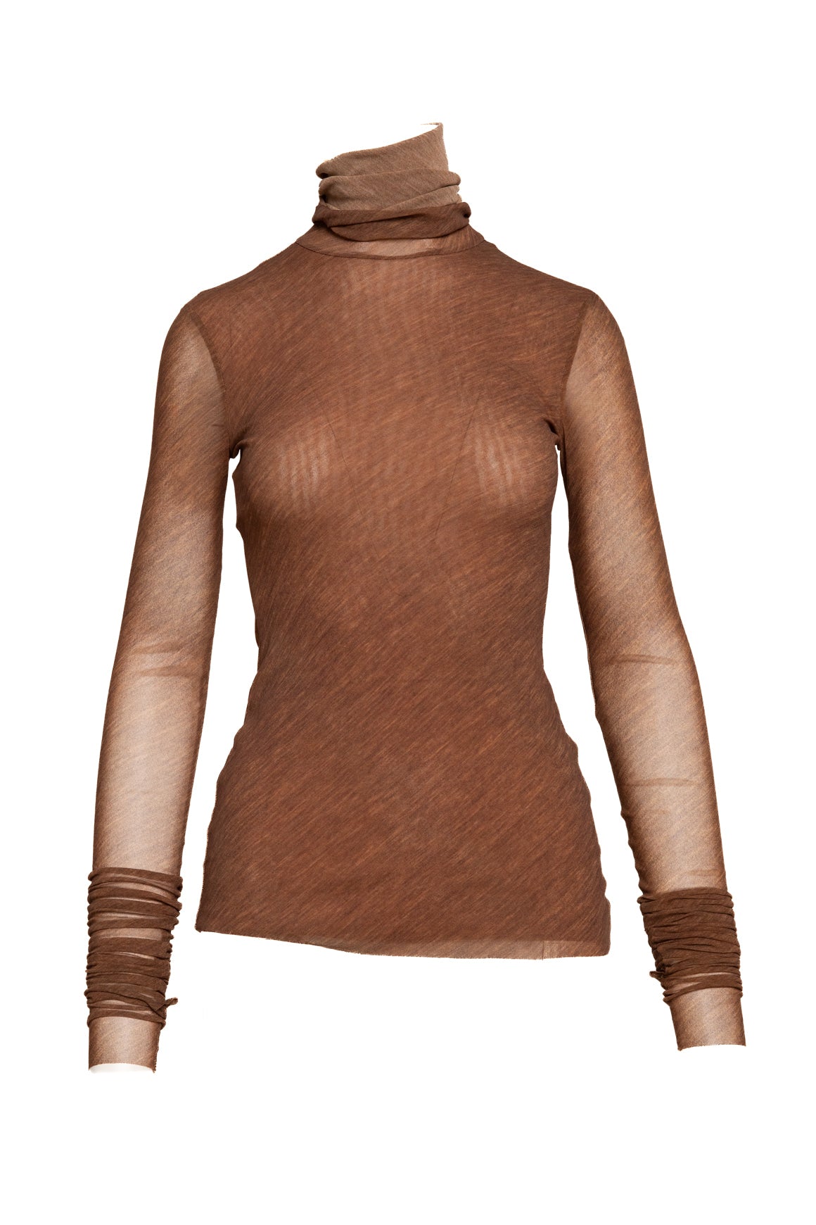 PHILOSOPHY Woodgrain Mesh Turtleneck Top (Sz. S)