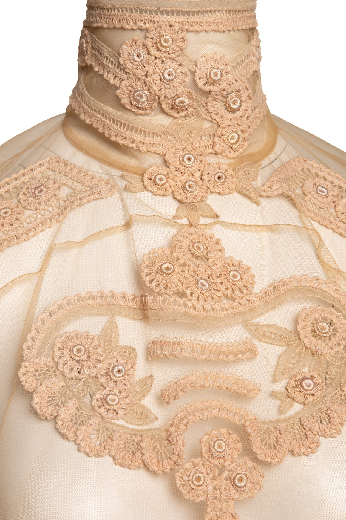 GIVENCHY Beige Tulle Embroidered Blouse (Sz. XS)