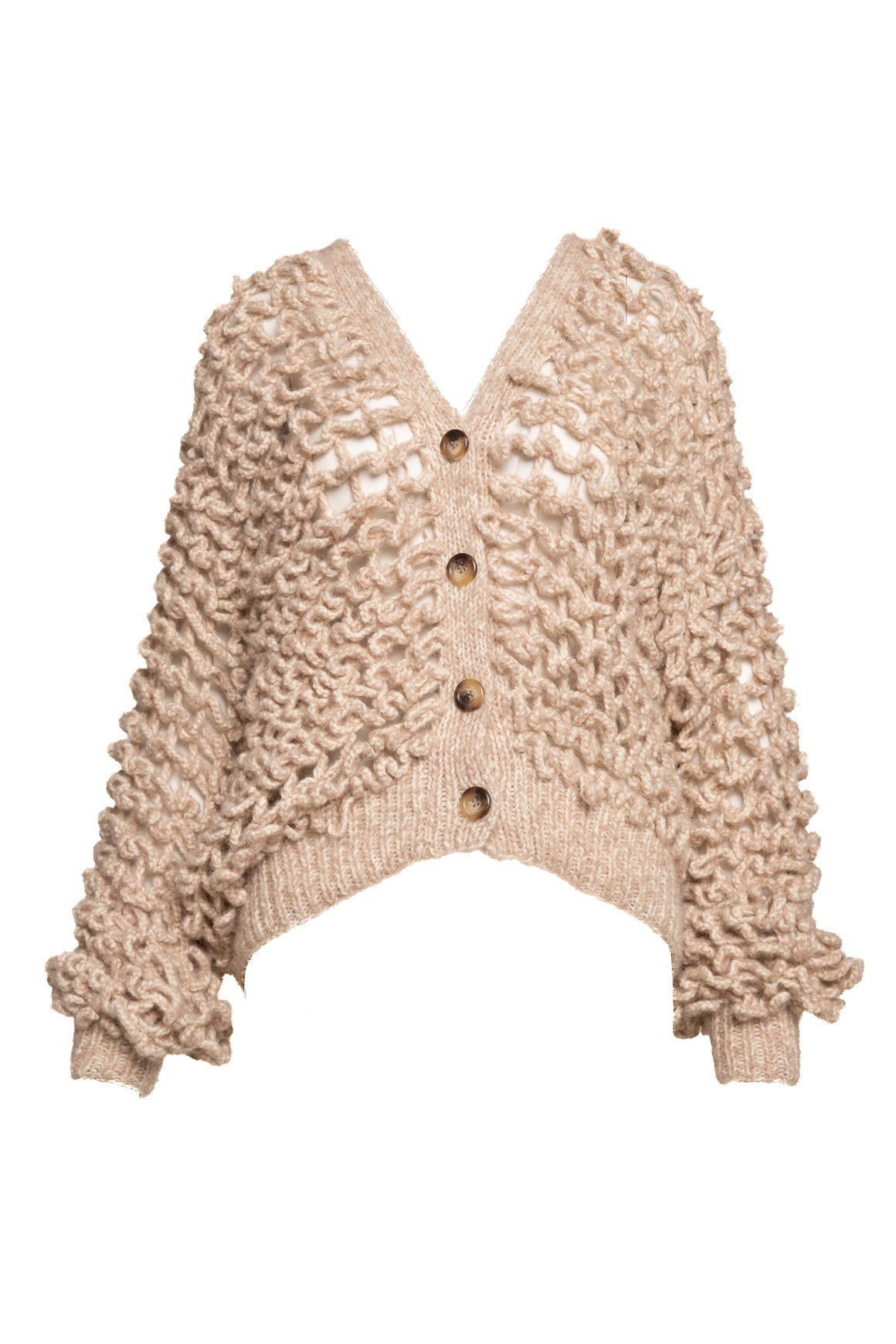 MILENA SILVANO Beige Chunky Knit Cardigan Sweater (Sz. OS)