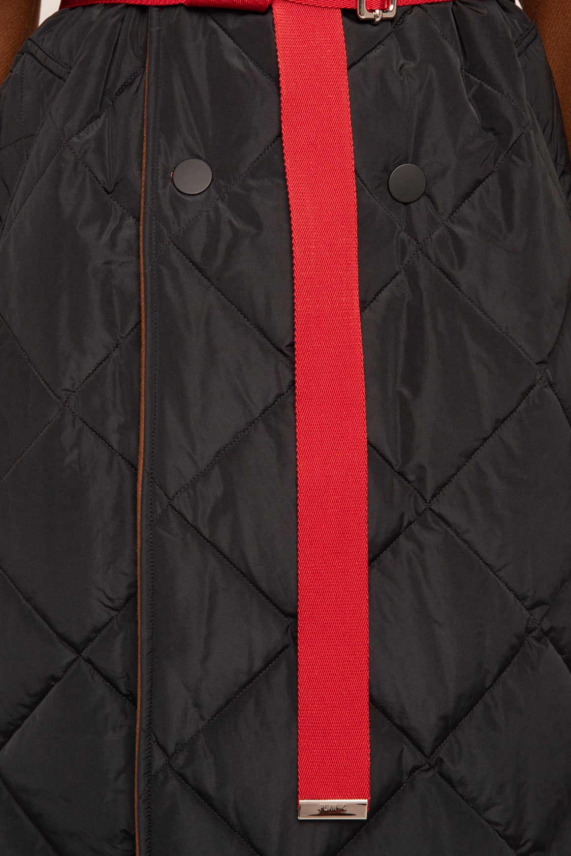PLAN C Tri Color Wool & Quilted Nylon Coat W/ Belt (Sz.M)