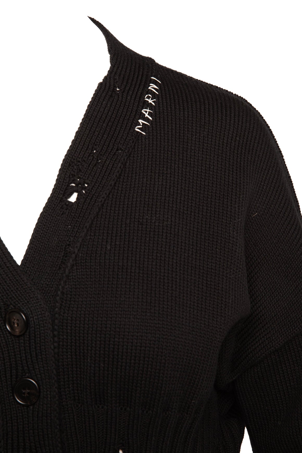 MARNI Black Knit Distressed Cropped Cardigan (Sz.38/2)