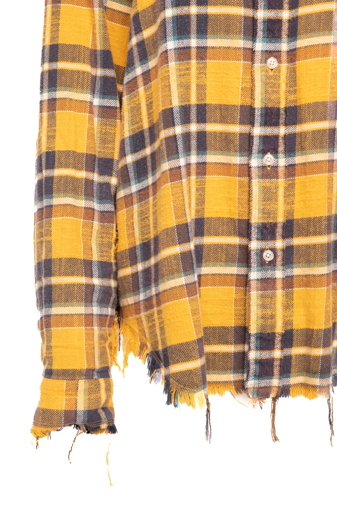 R13 Yellow Plaid Distressed Flannel (Sz.L)