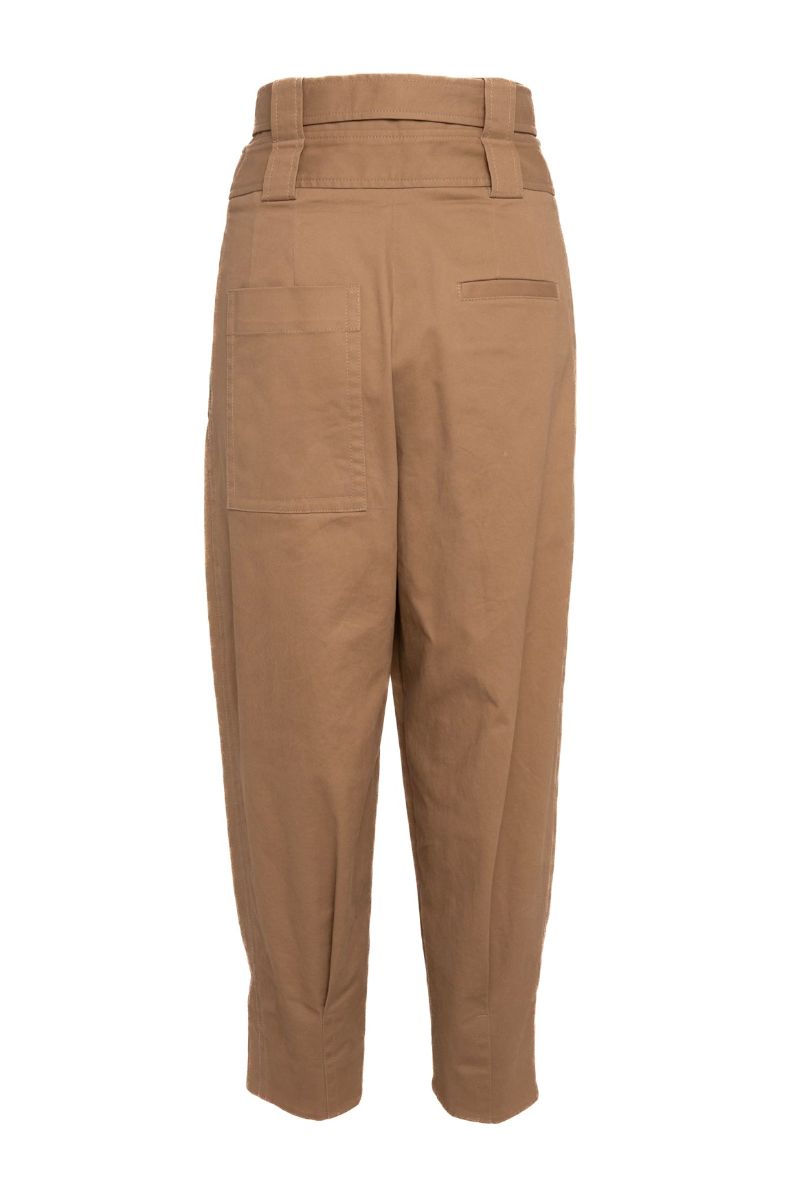 TIBI Tan Belted Waist Tapered Trousers (Sz. 4)