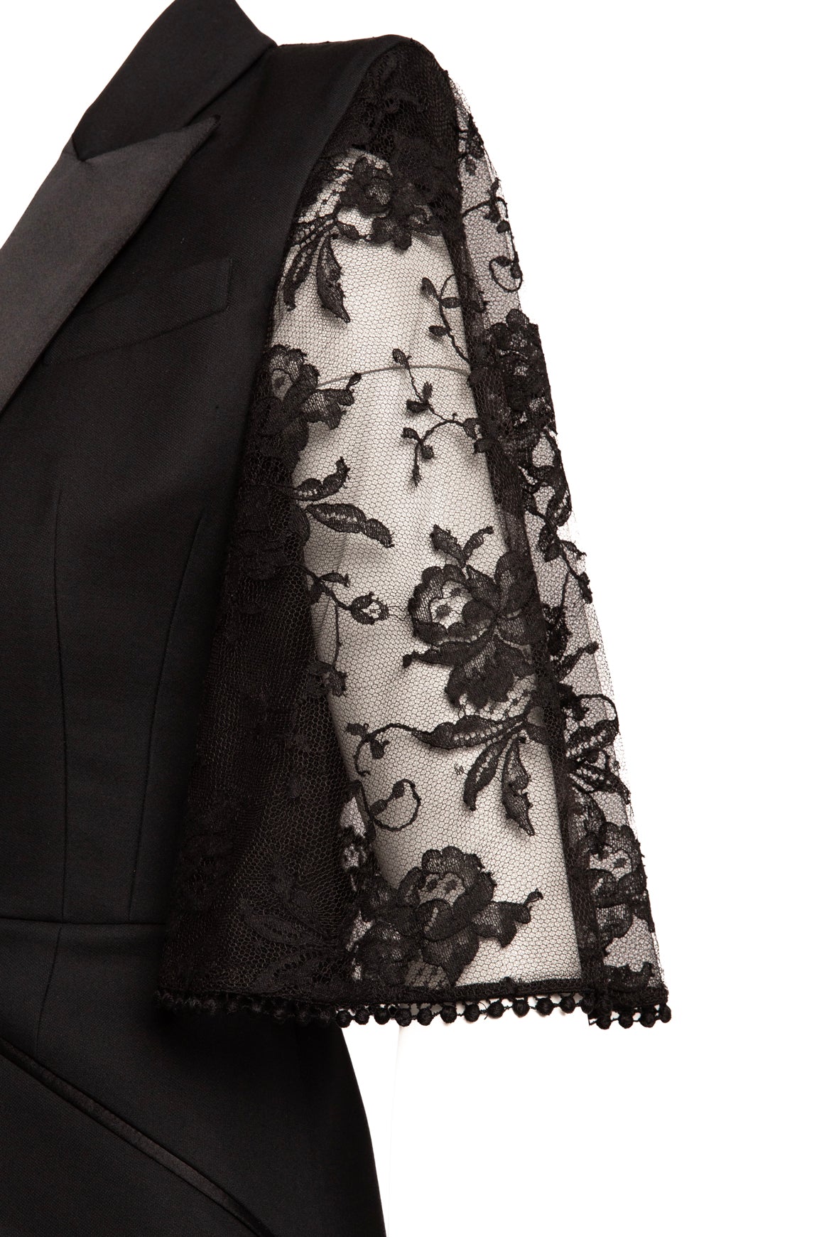 ALEXANDER MCQUEEN Black Blazer With Lace Capelet (Sz. 4)