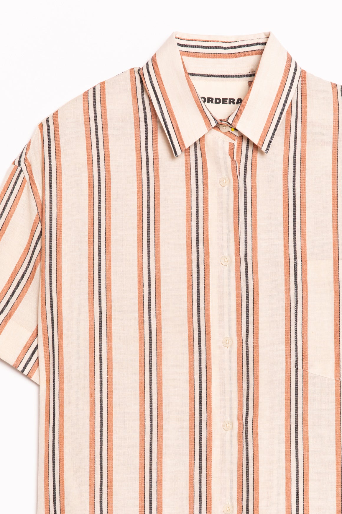 CORDERA Cream & Orange Striped Short Sleeve Button Up