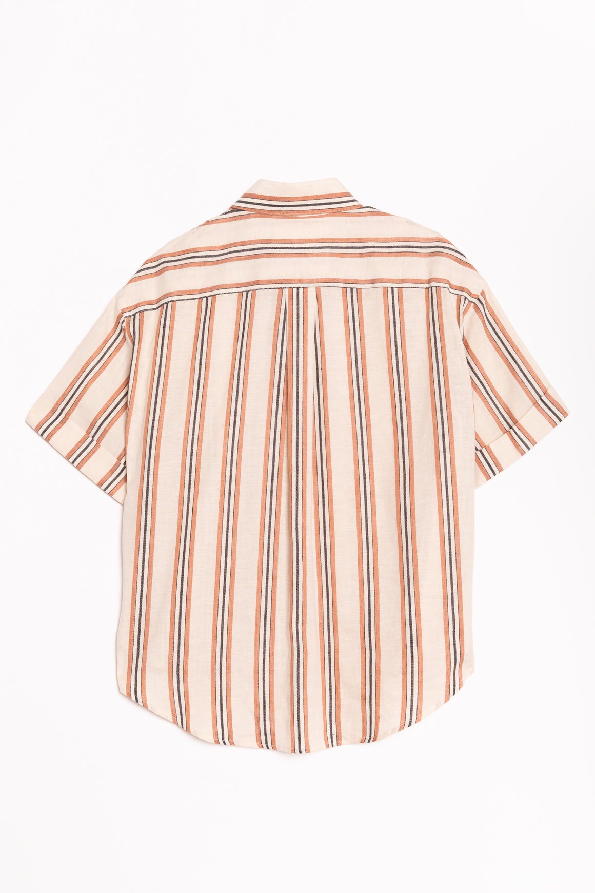 CORDERA Cream & Orange Striped Short Sleeve Button Up
