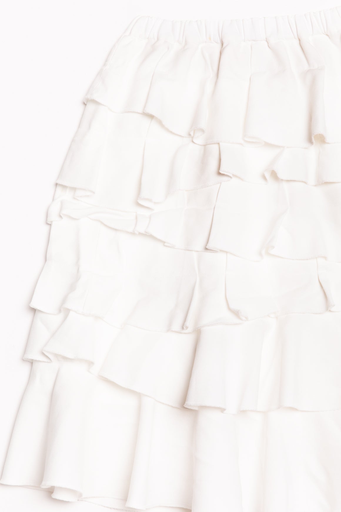 COMME DES GARCONS White Tiered Ruffle Midi Skirt