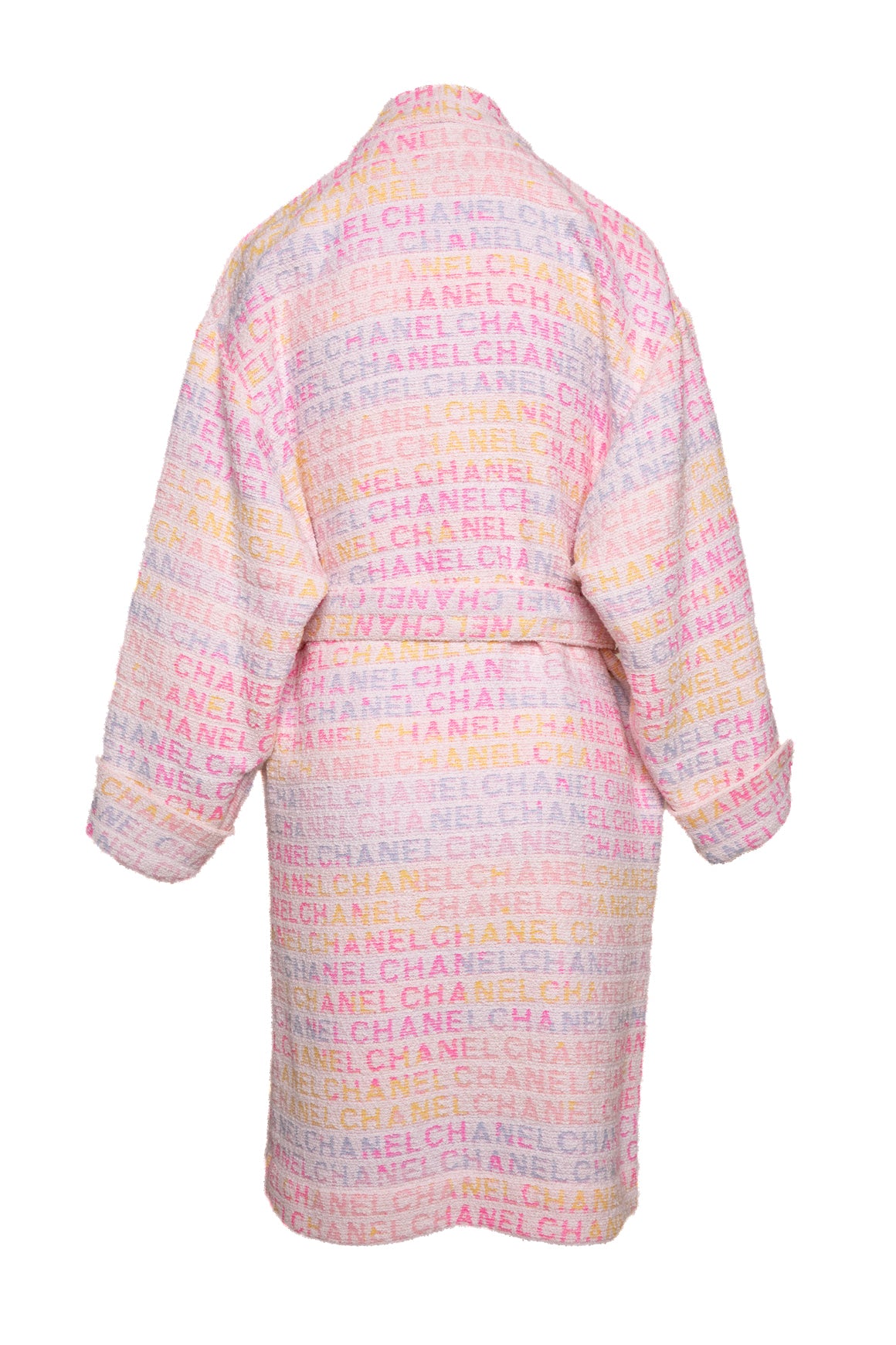 CHANEL Pink Pastel Logo Tweed Longline Jacket (Sz. 34/XS)