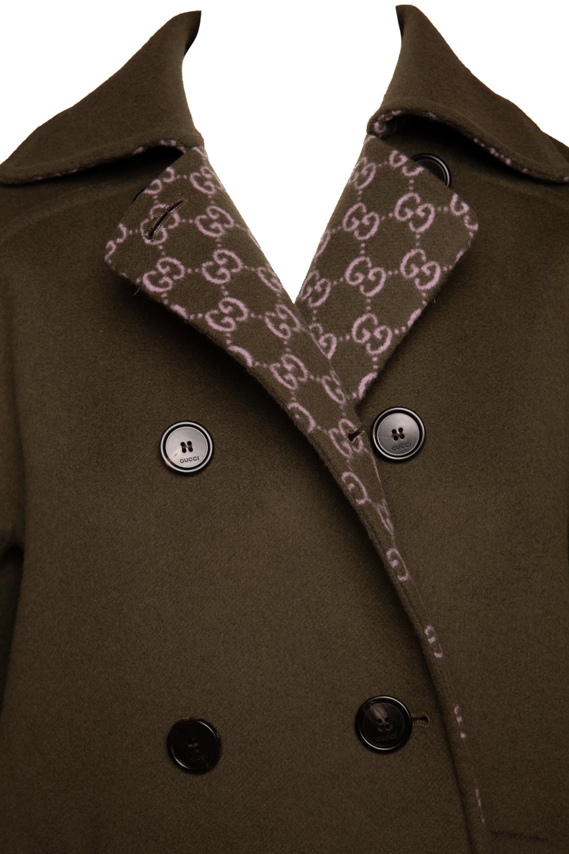 GUCCI Olive Wool Double Breasted Coat (Sz. 40/4)