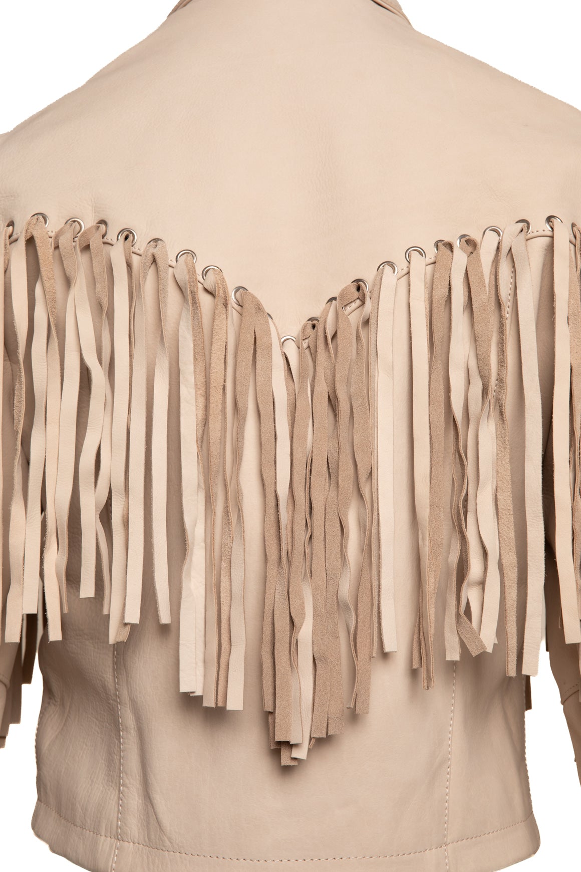 UNDERSTATED LEATHER Cream Fringe Jacket (Sz. XS)
