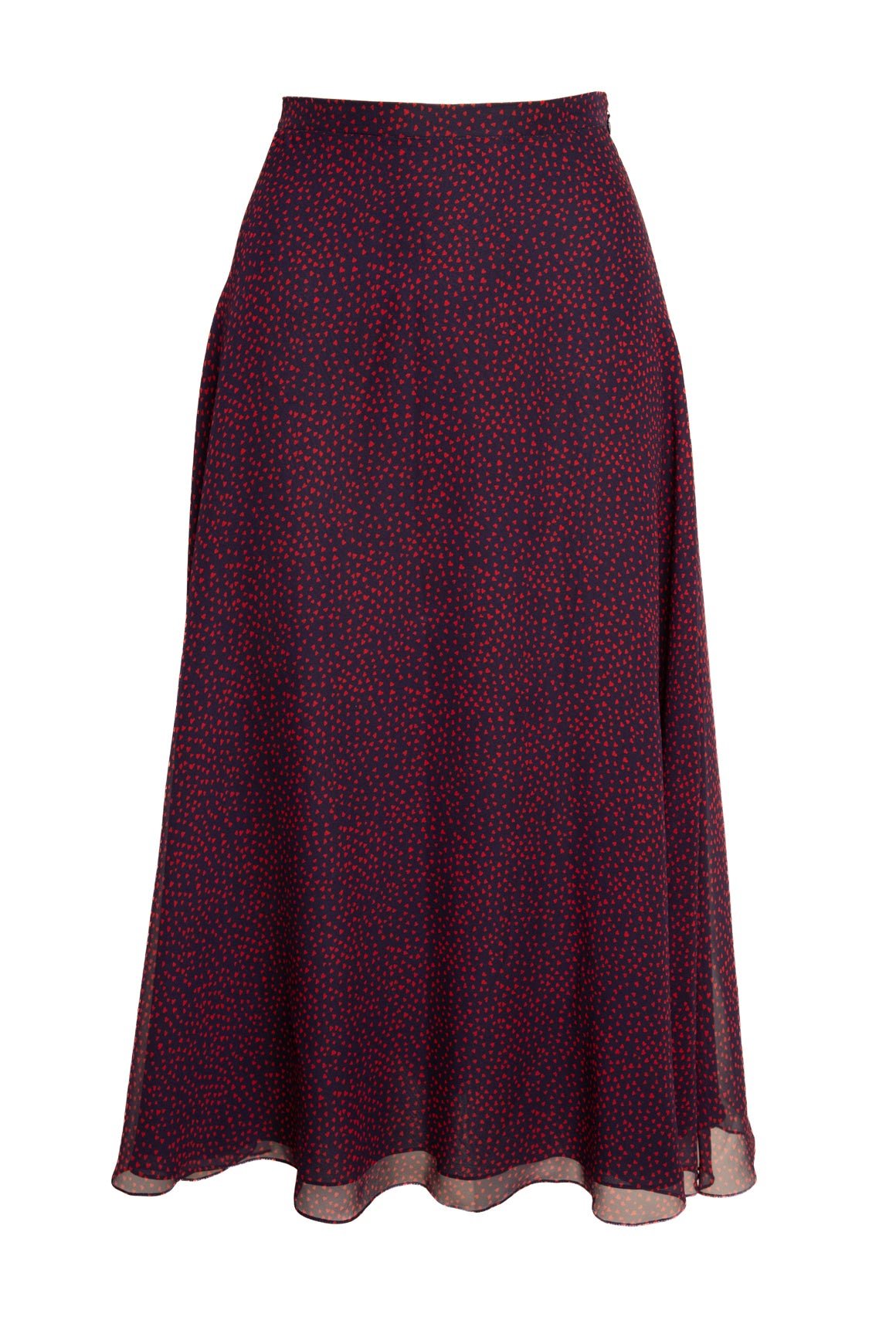 CHRISTIAN DIOR Navy Heart Print Silk Maxi Skirt (Sz. S)