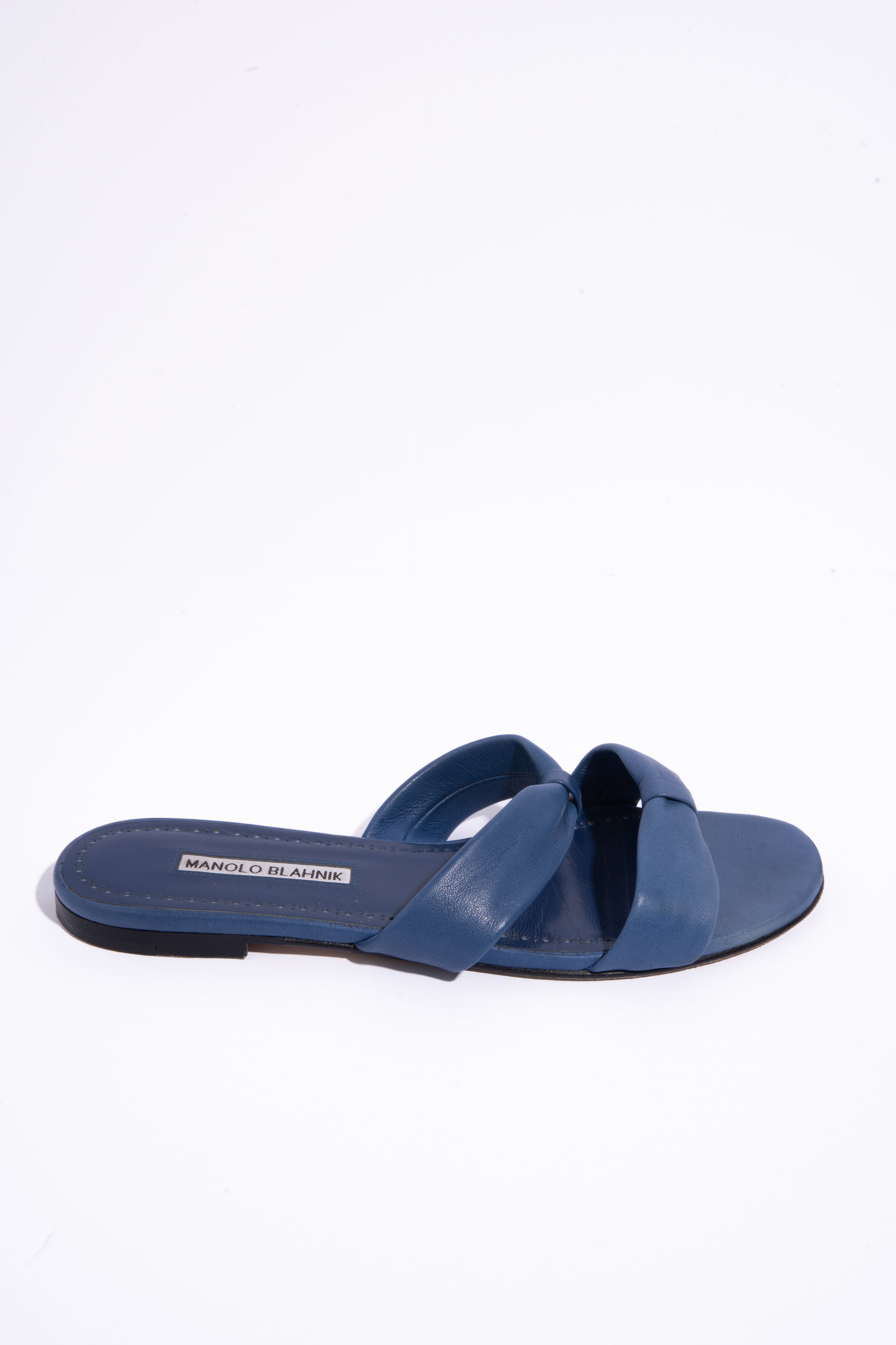 MANOLO BLAHNIK Blue Leather Sandals (Sz. 39.5)