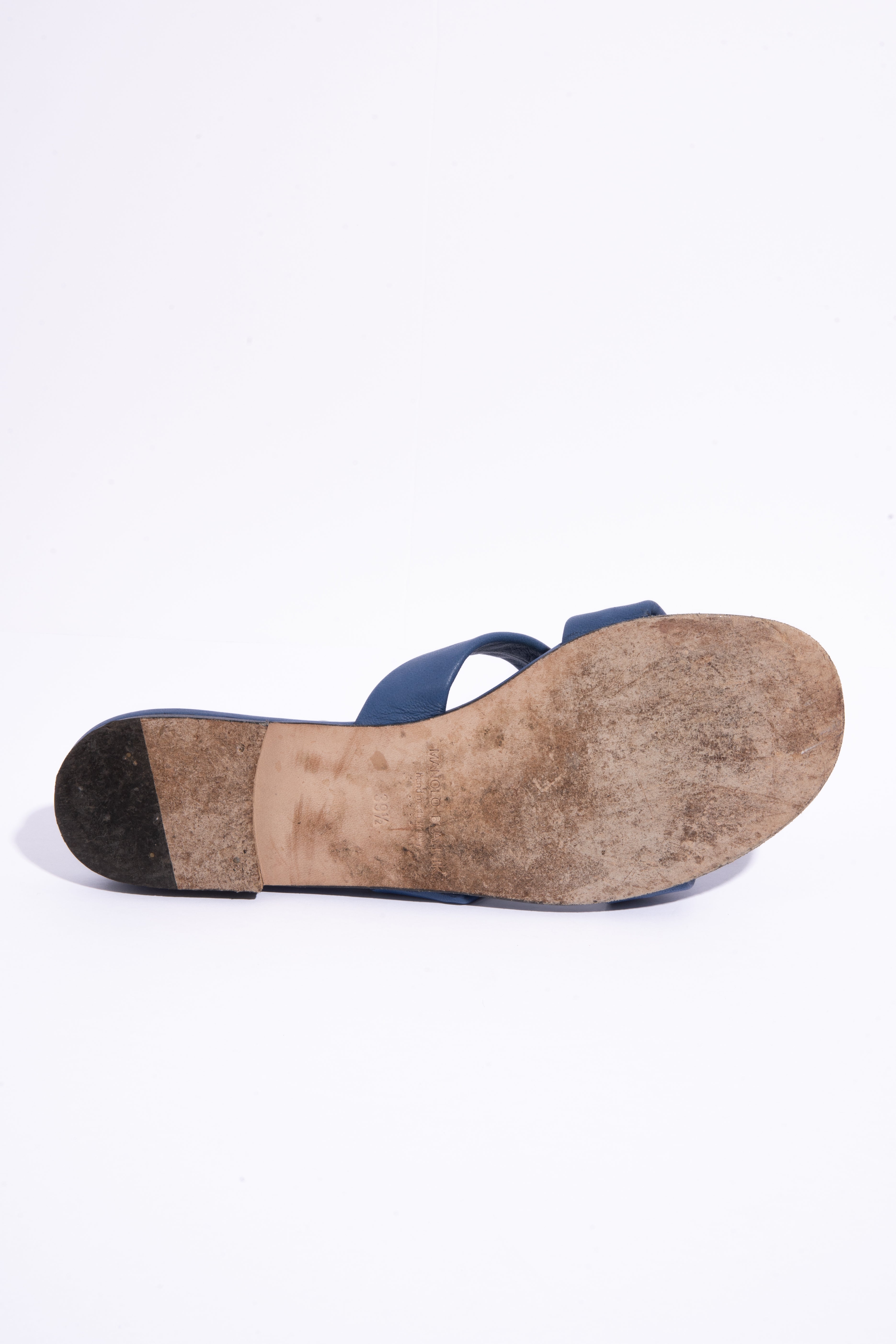 MANOLO BLAHNIK Blue Leather Sandals (Sz. 39.5)