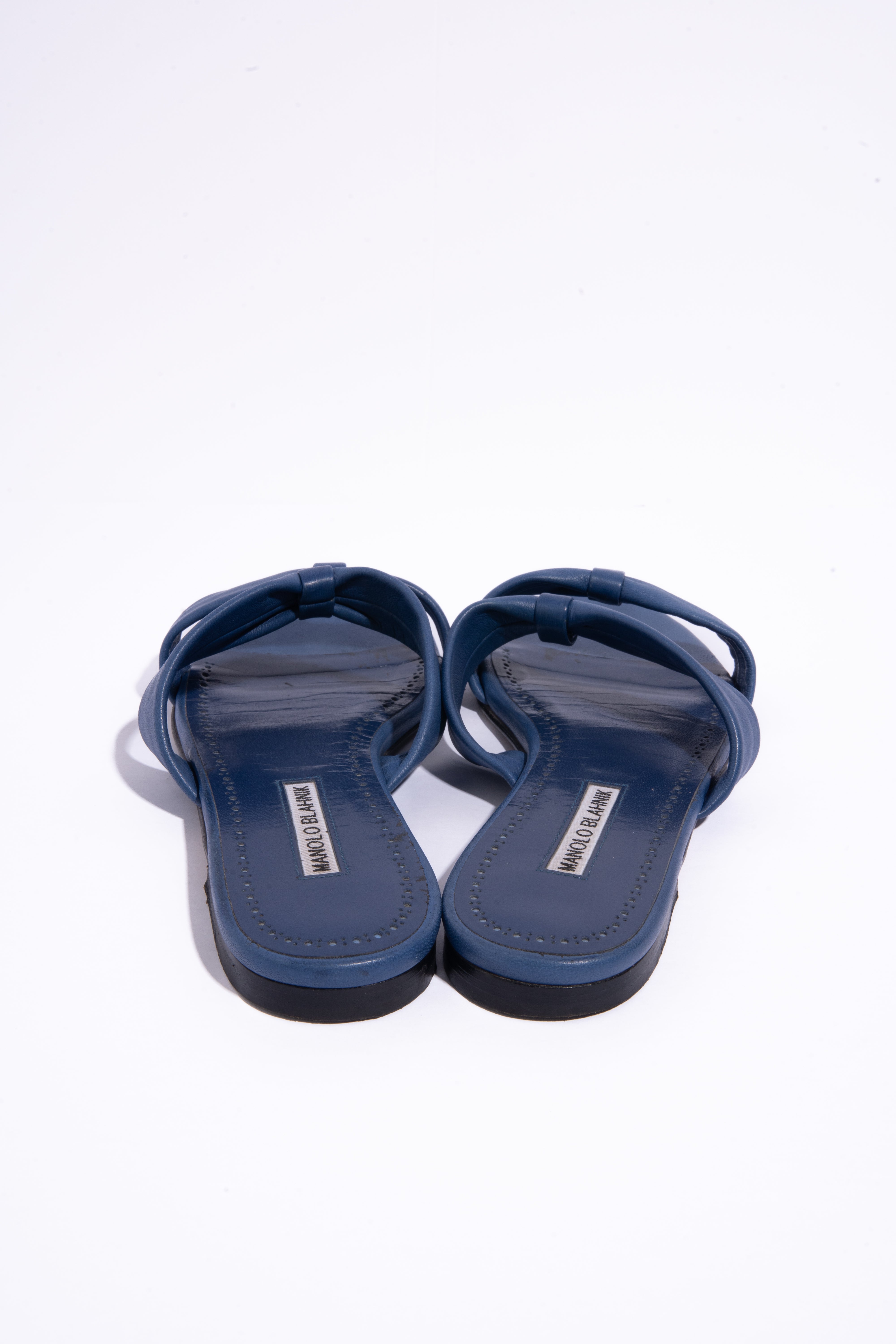 MANOLO BLAHNIK Blue Leather Sandals (Sz. 39.5)