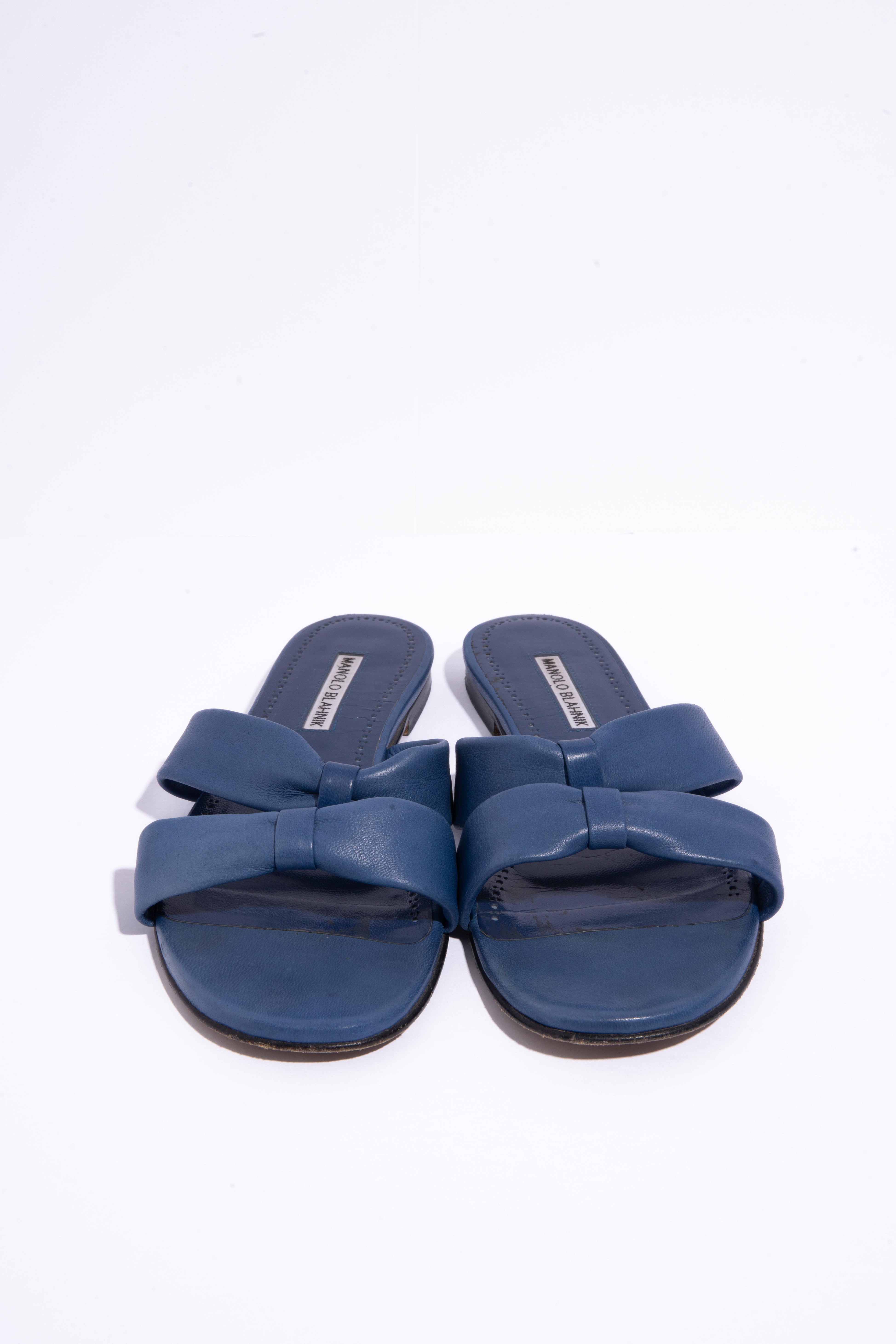 MANOLO BLAHNIK Blue Leather Sandals (Sz. 39.5)