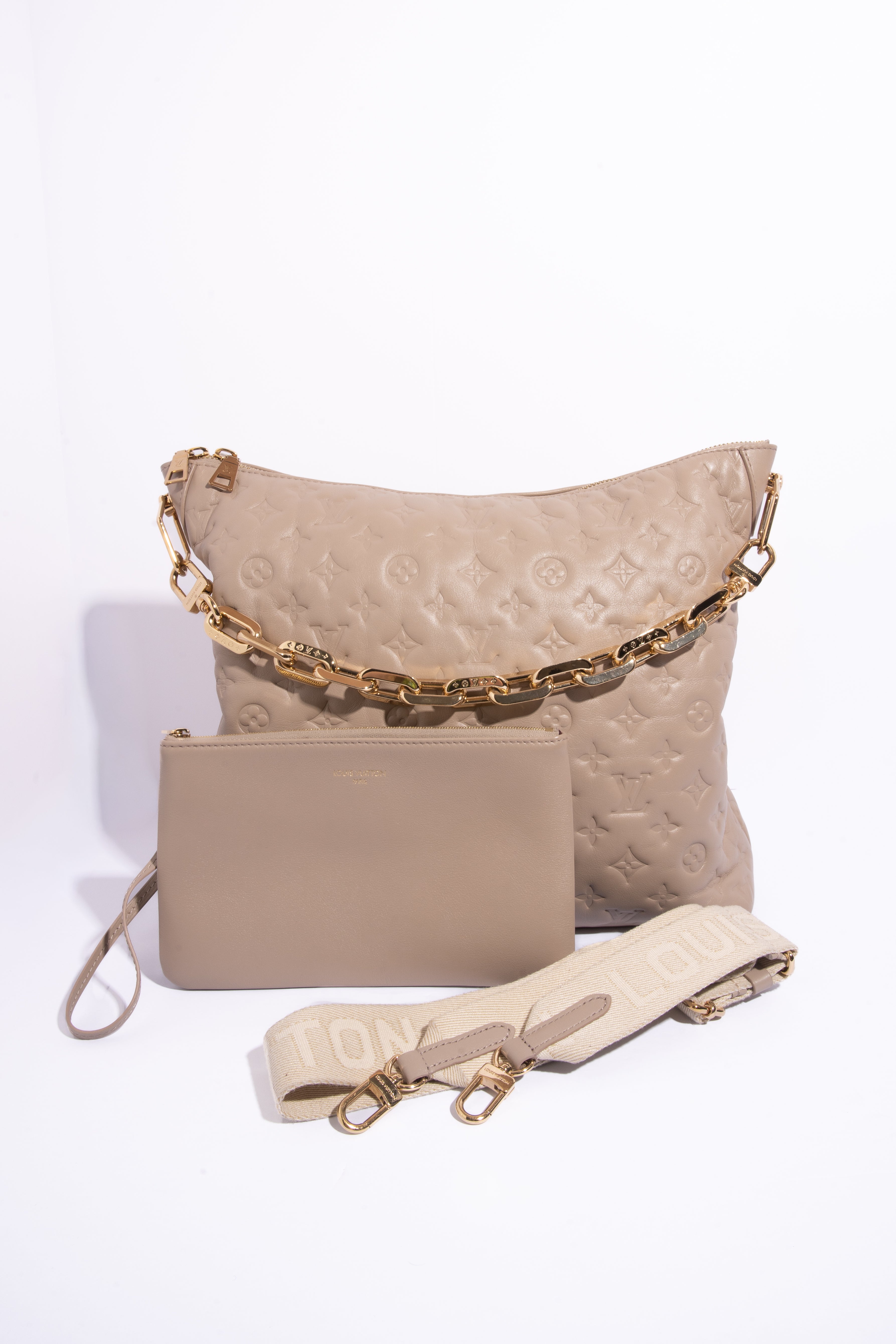LOUIS VUITTON Coussin Taupe MM Hobo