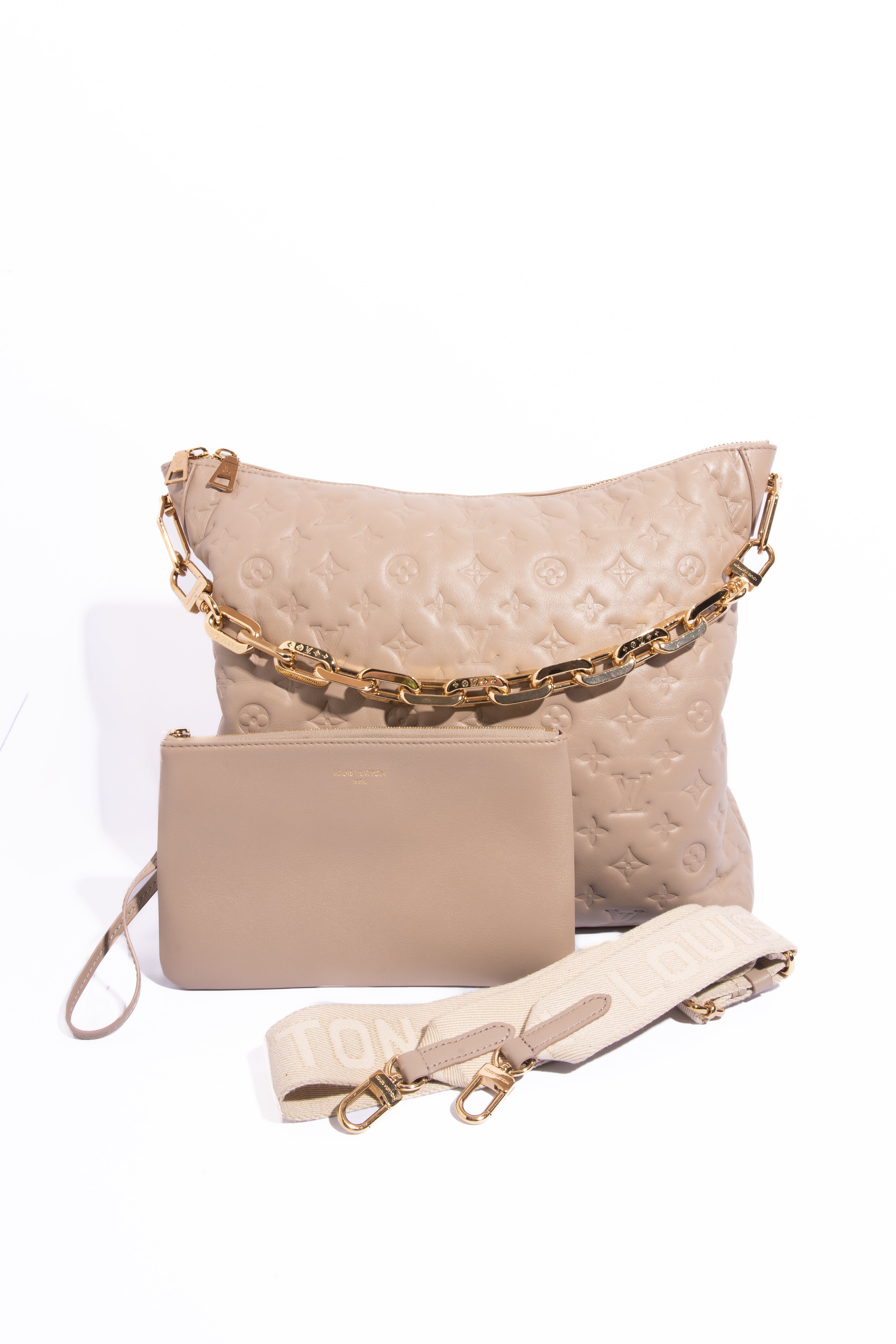 LOUIS VUITTON Coussin Taupe MM Hobo